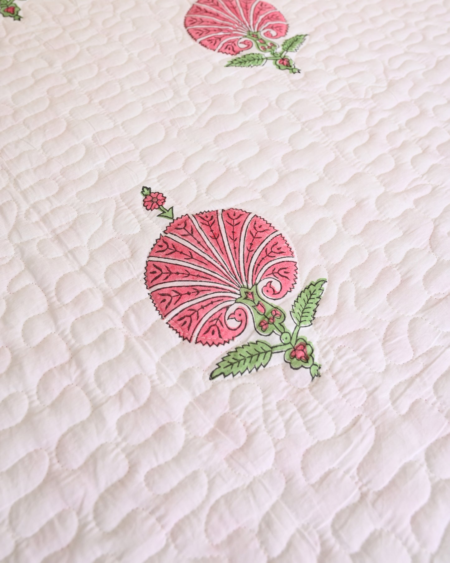 Oorja Hand Block Printed Quilted Bedcover Set