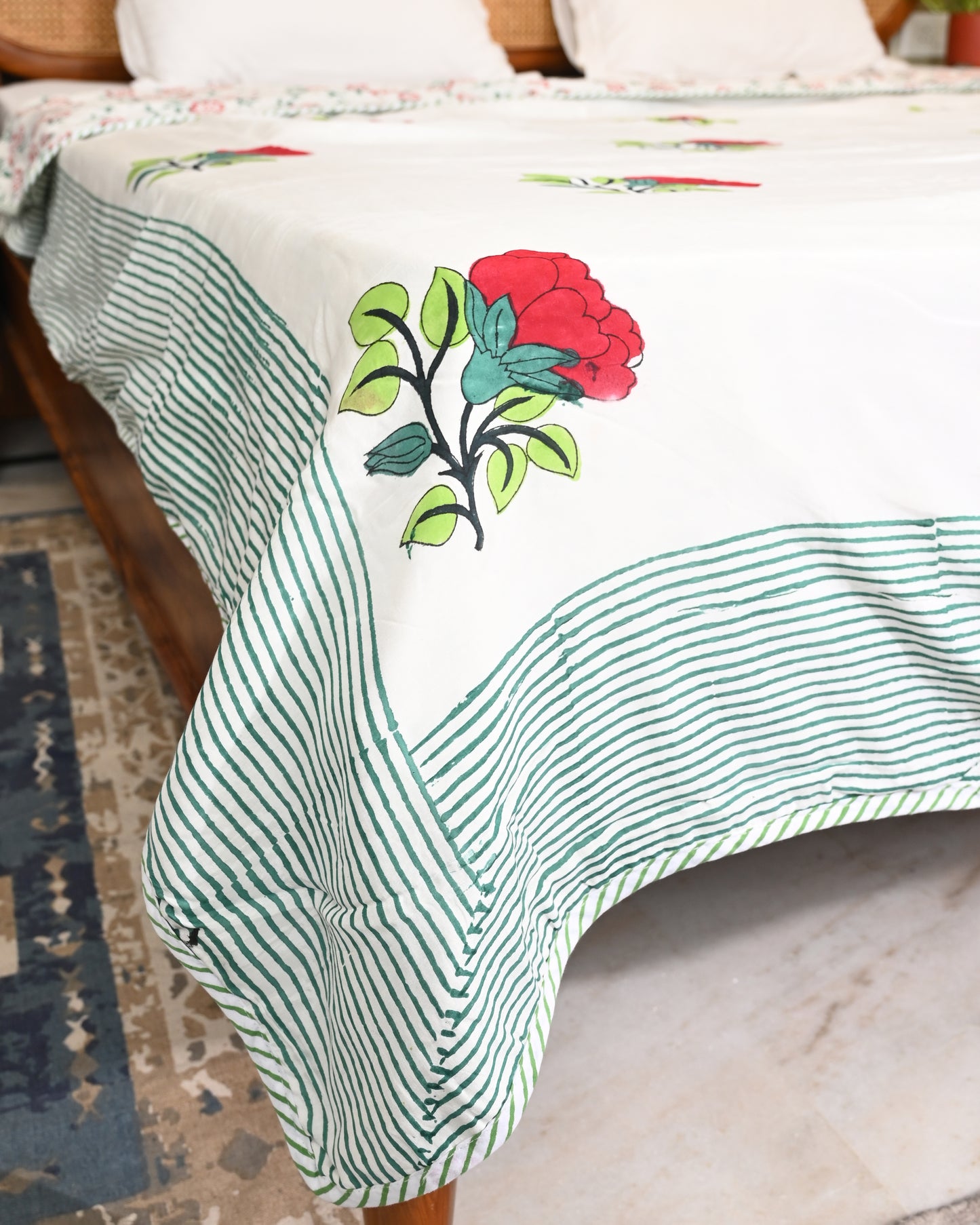 Leher Hand Block Printed Cotton Dohar AC Blanket