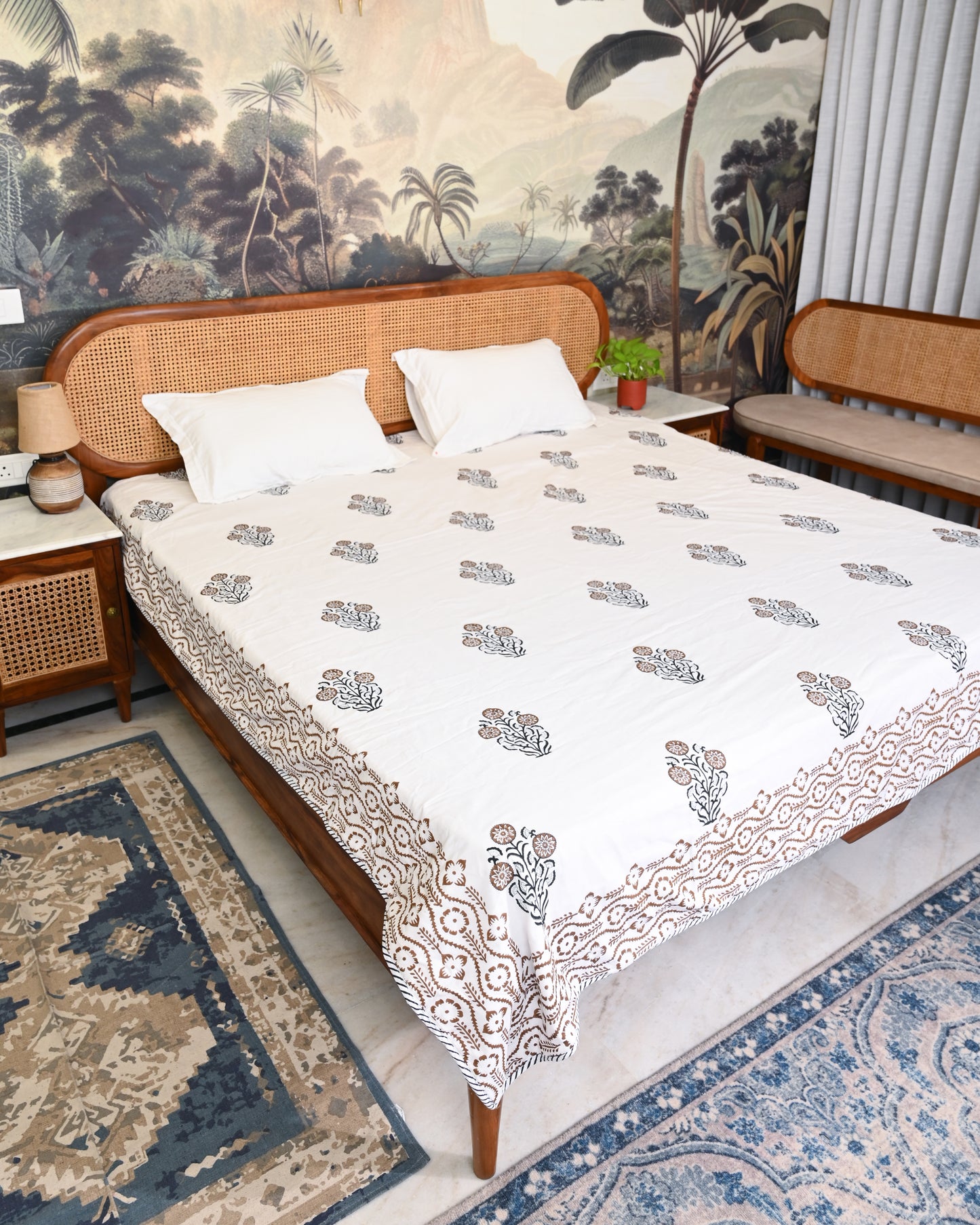 Saaz Hand Block Printed Cotton Dohar AC Blanket
