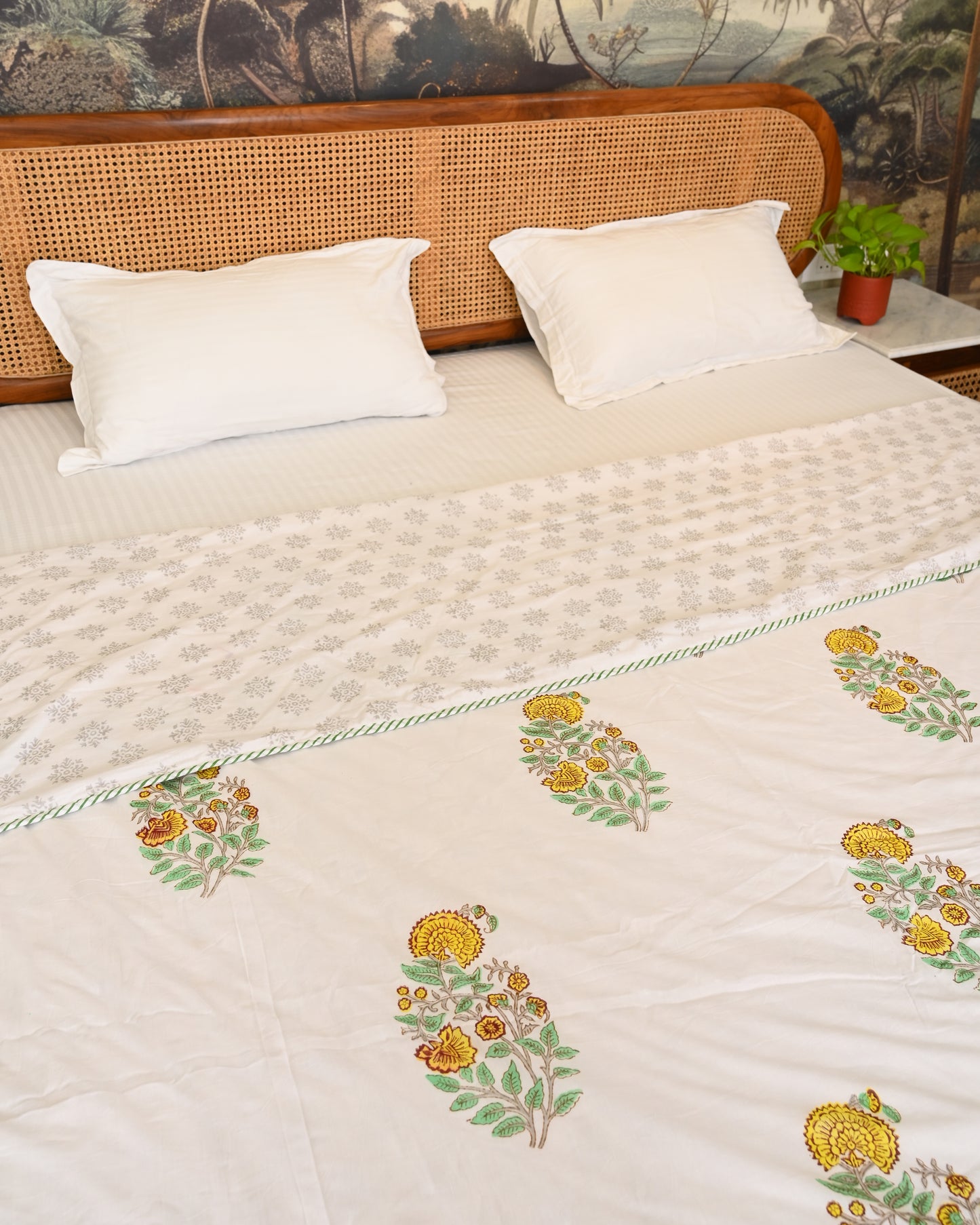 Sanjhi Hand Block Printed Cotton Dohar AC Blanket