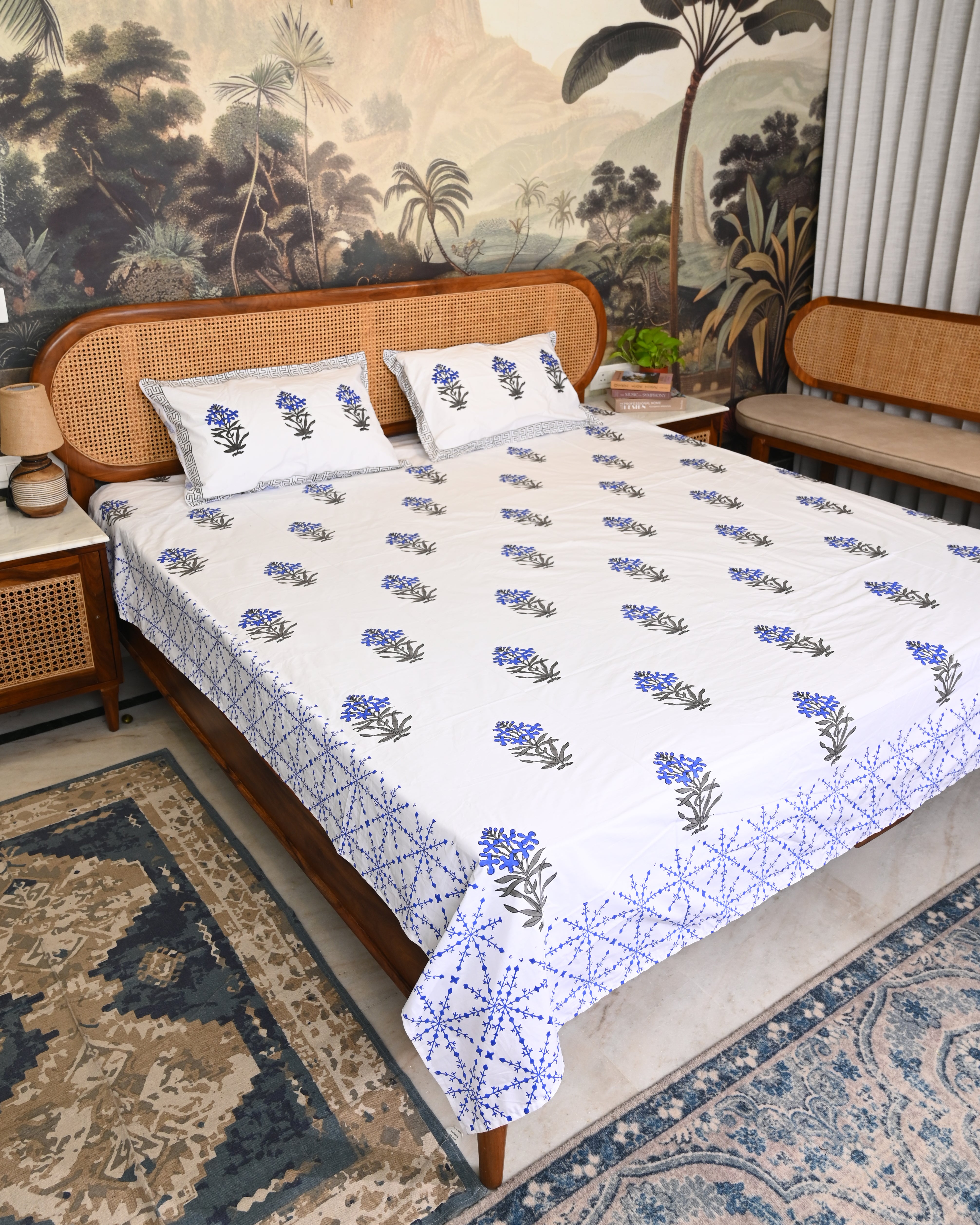 Gulbahar Premium Hand Block Printed Cotton Bedsheet