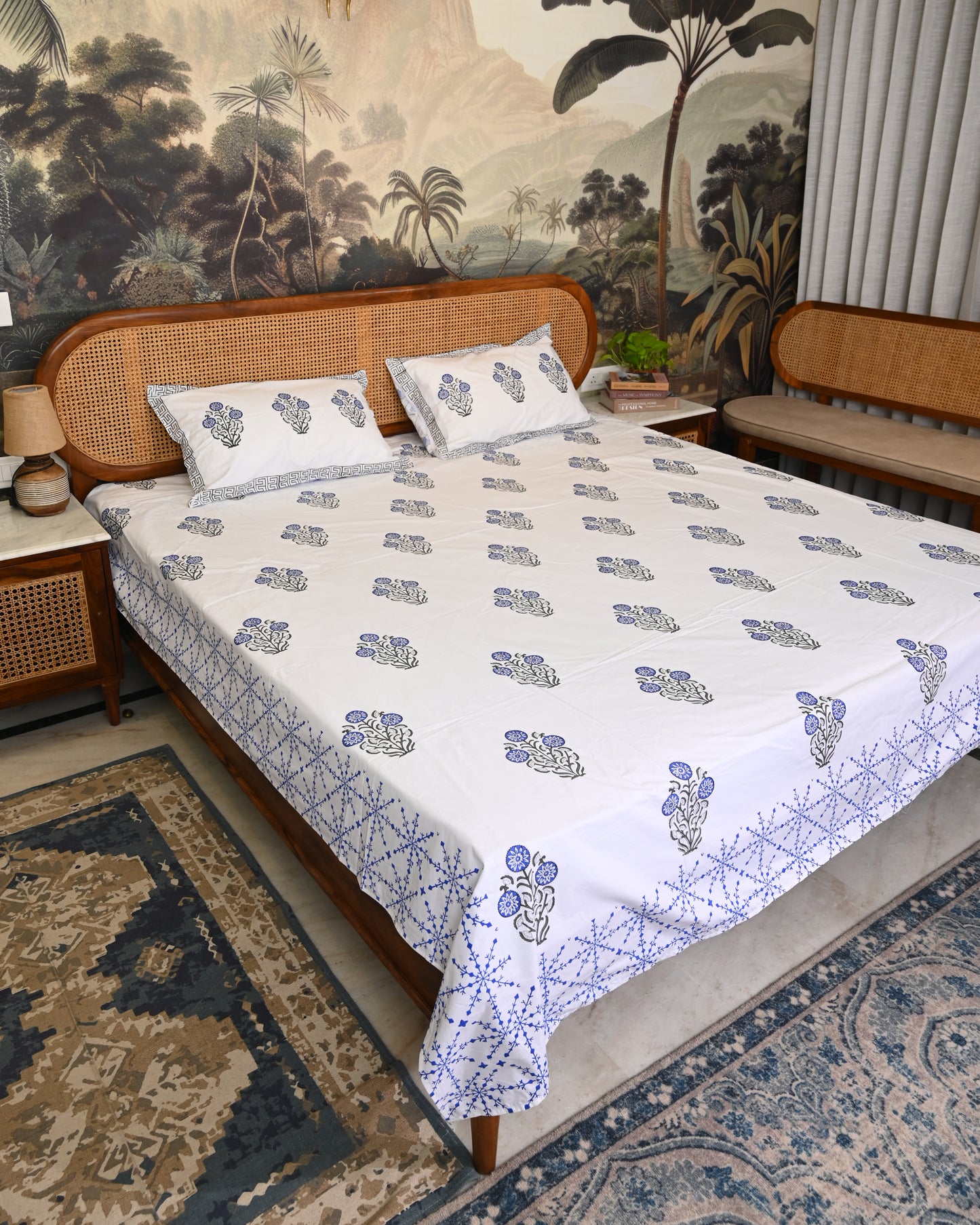 Kesar Bagh Premium Hand Block Printed Cotton Bedsheet