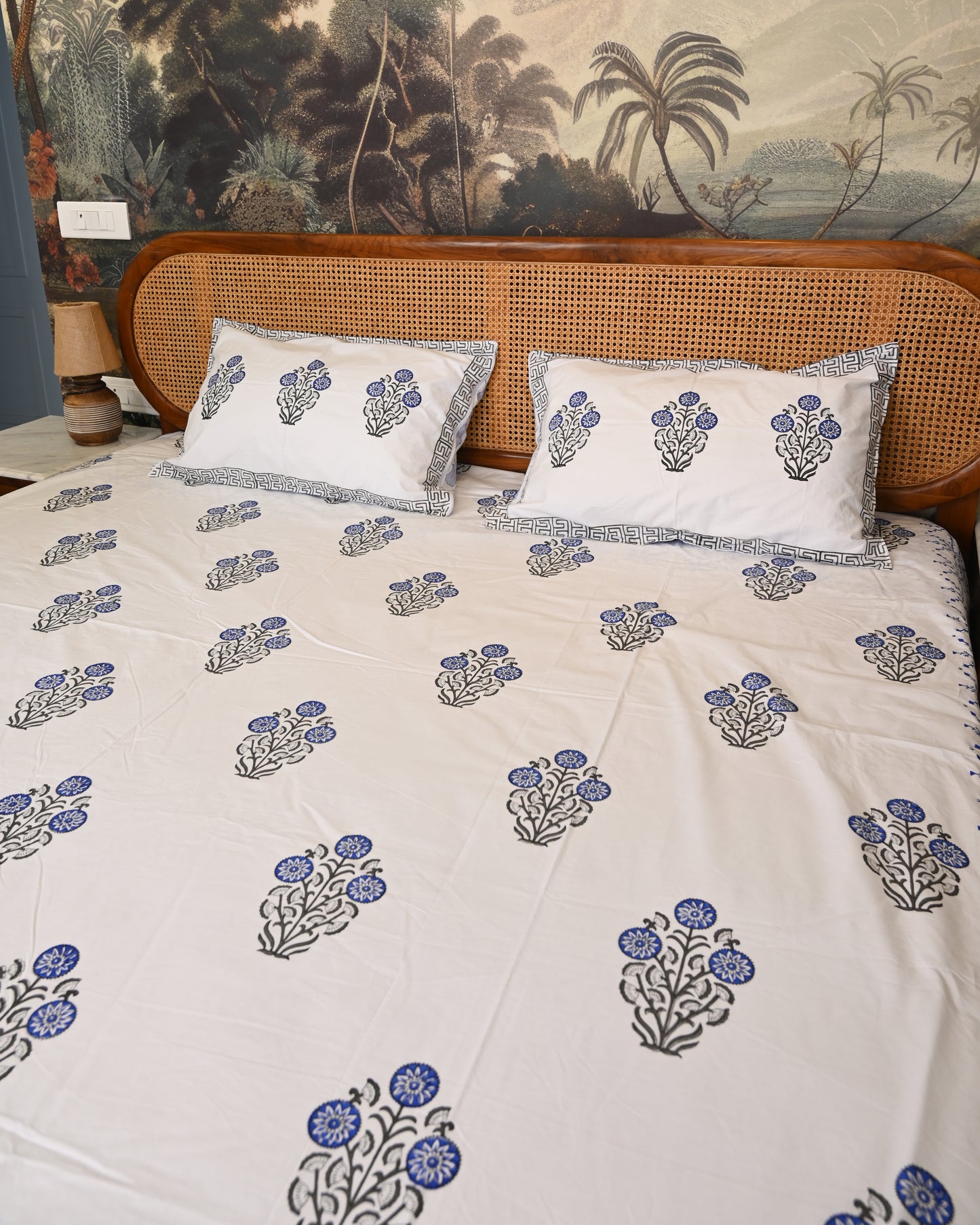 Kesar Bagh Premium Hand Block Printed Cotton Bedsheet