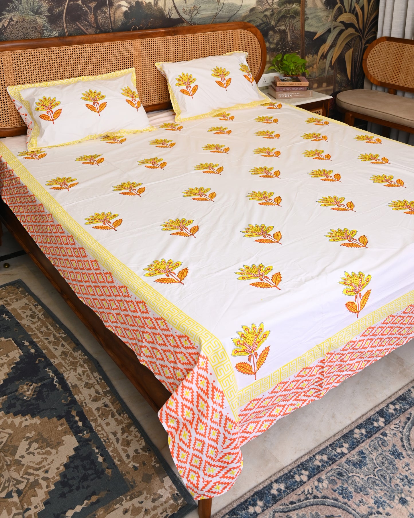 Neel Tara Premium Hand Block Printed Cotton Bedsheet