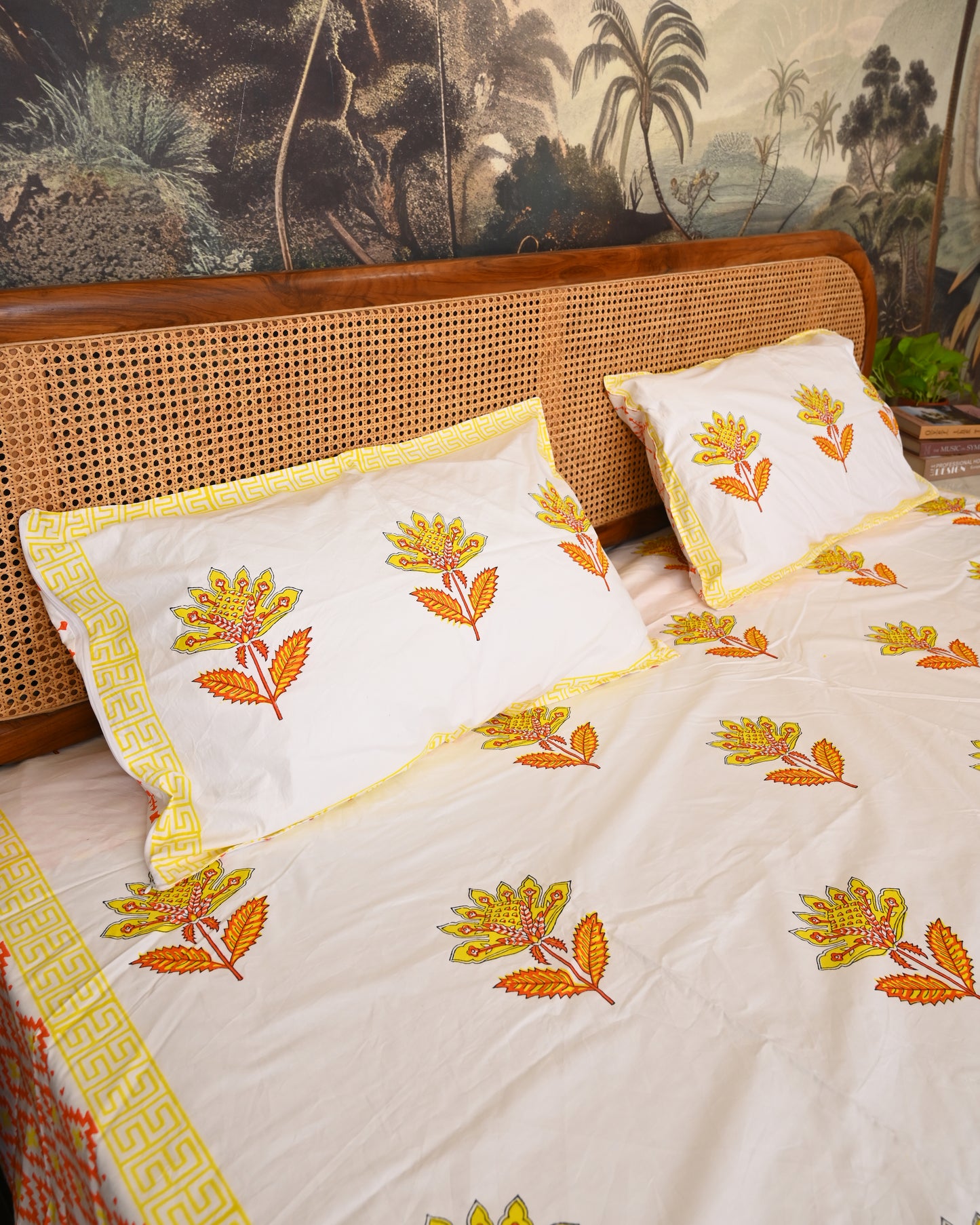 Neel Tara Premium Hand Block Printed Cotton Bedsheet