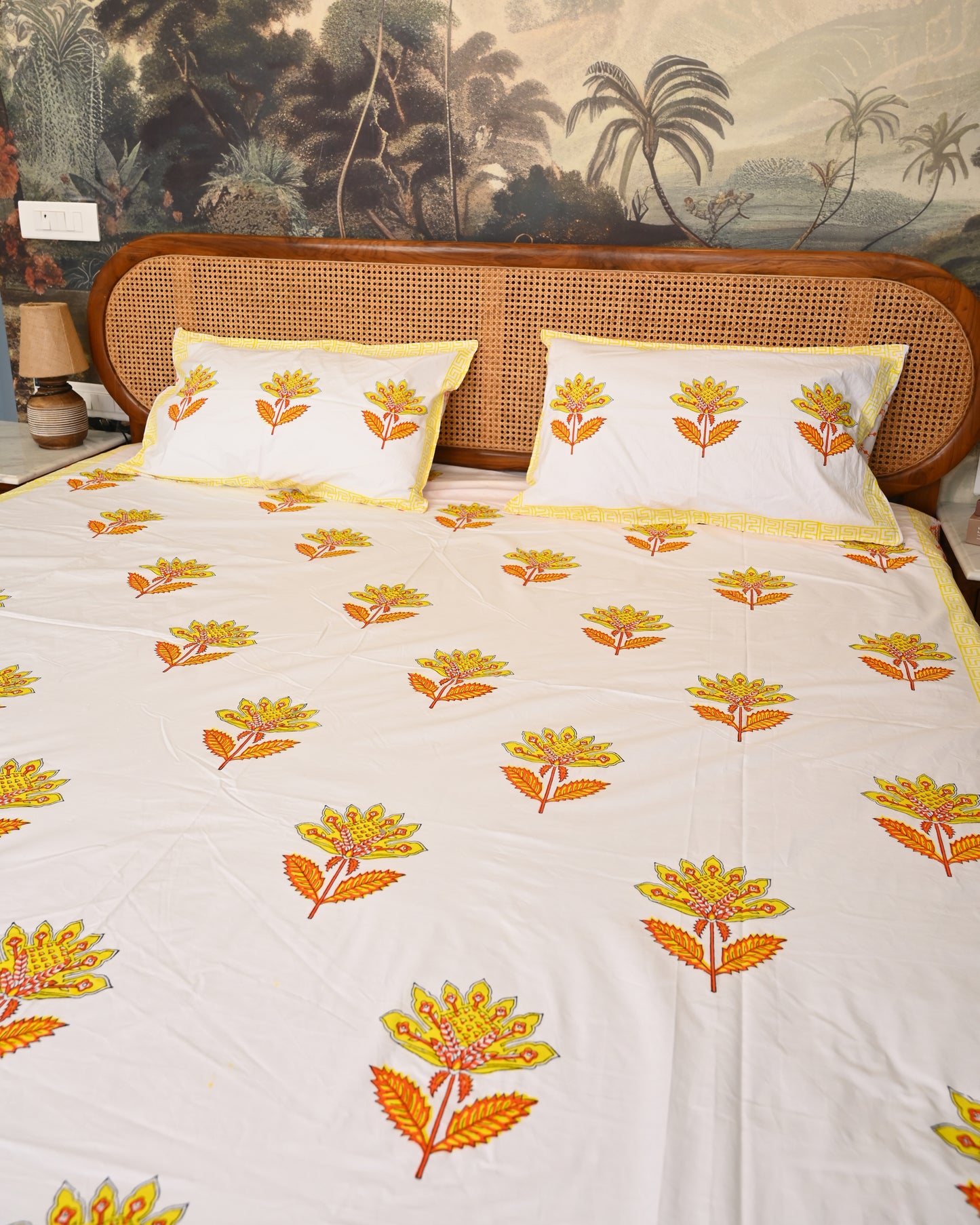 Neel Tara Premium Hand Block Printed Cotton Bedsheet