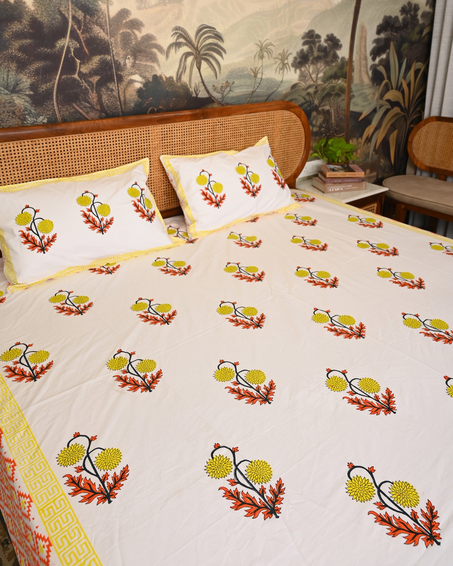 Saanjh Premium Hand Block Printed Cotton Bedsheet