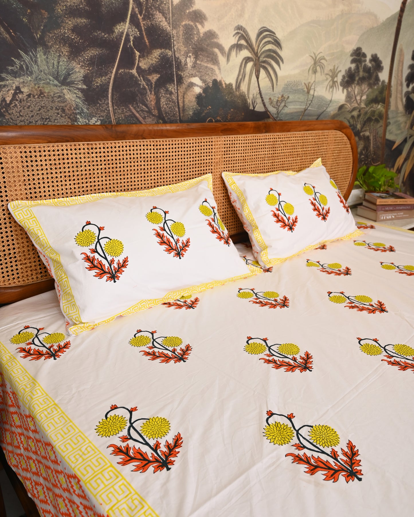 Saanjh Premium Hand Block Printed Cotton Bedsheet