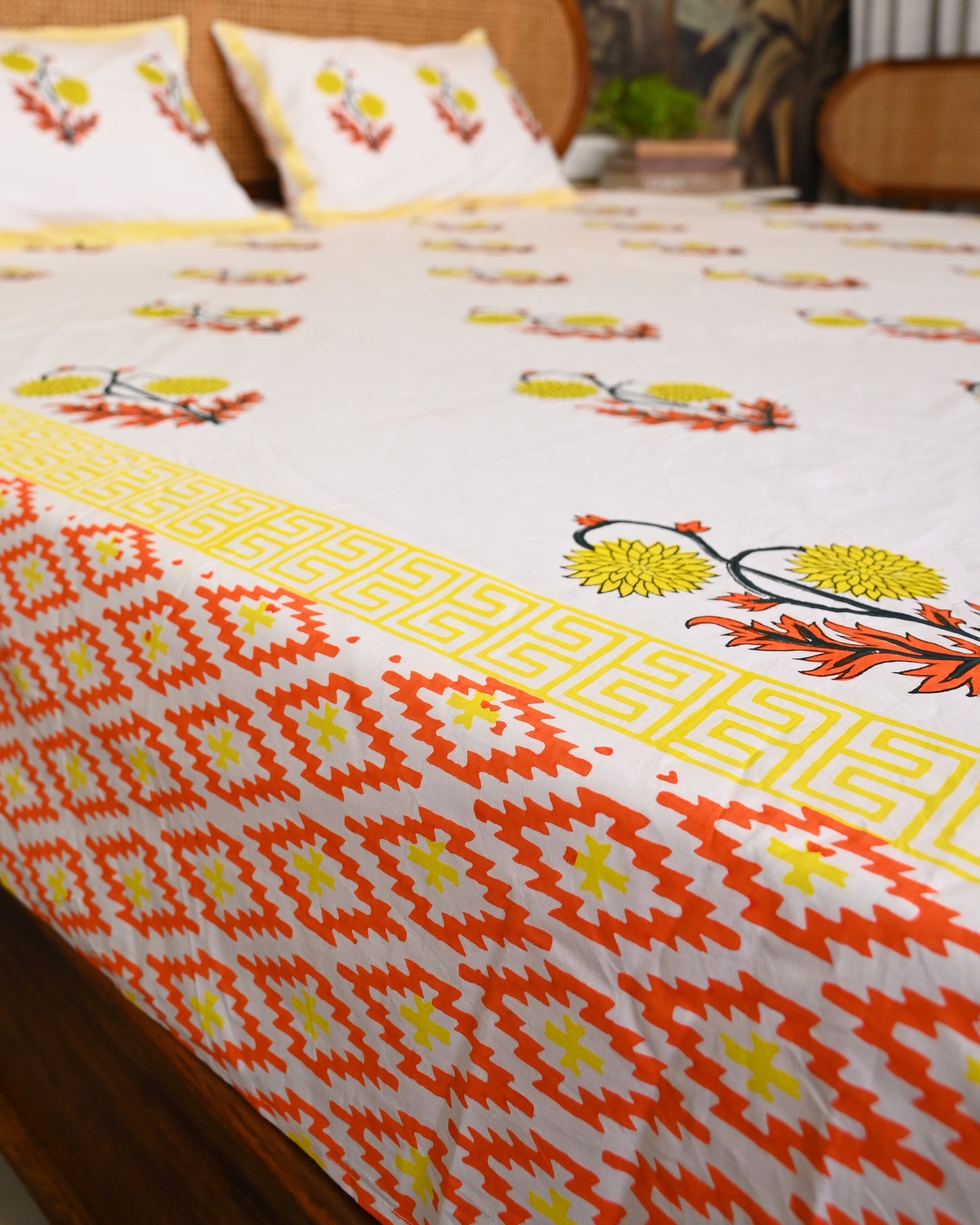 Saanjh Premium Hand Block Printed Cotton Bedsheet
