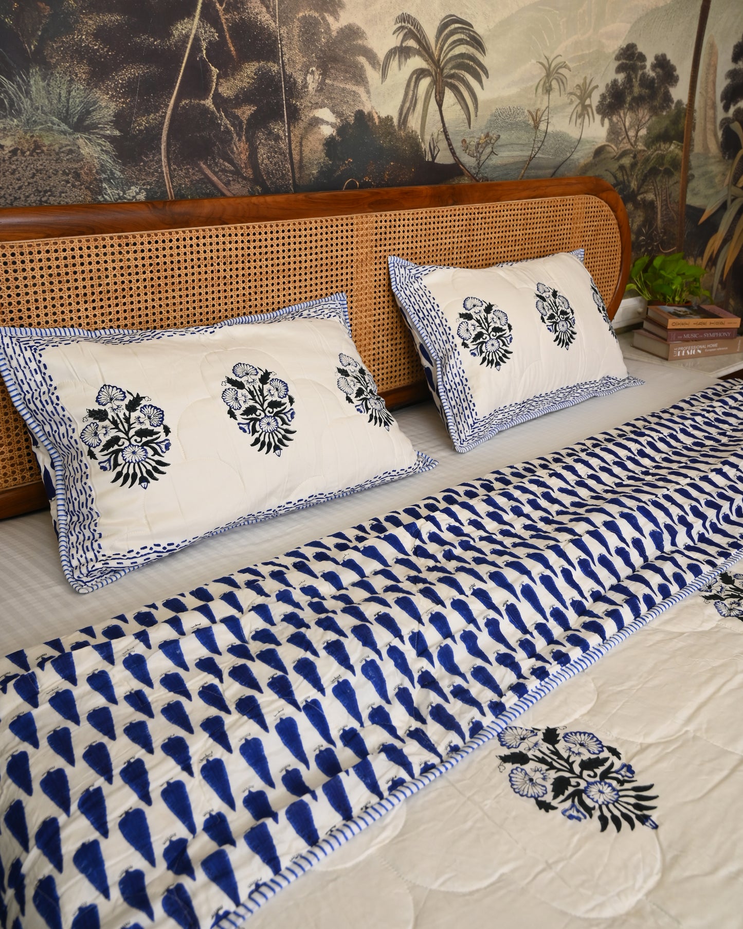 Kamal Hand Block Printed Quilted Bedcover Set