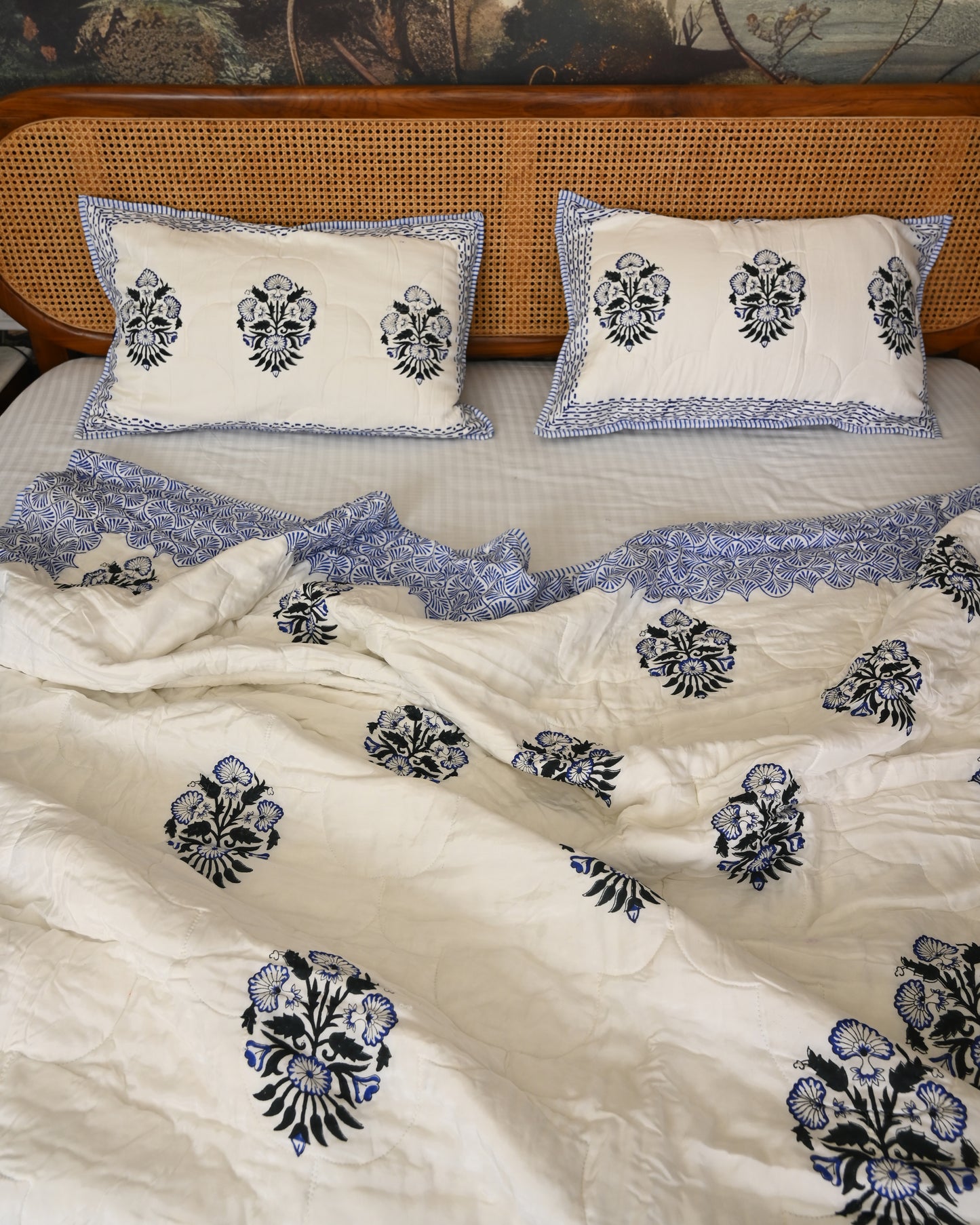 Kamal Hand Block Printed Quilted Bedcover Set