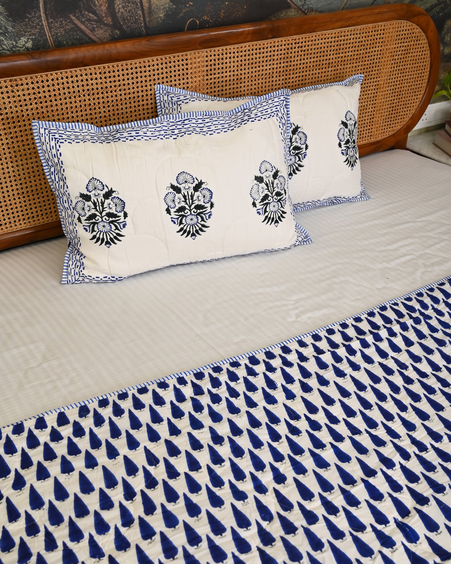 Kamal Hand Block Printed Quilted Bedcover Set