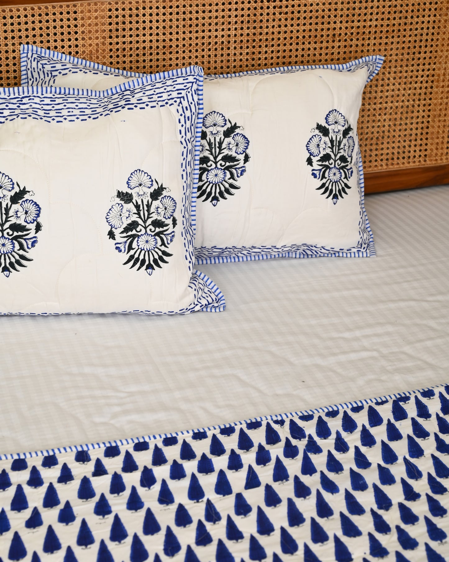 Kamal Hand Block Printed Quilted Bedcover Set