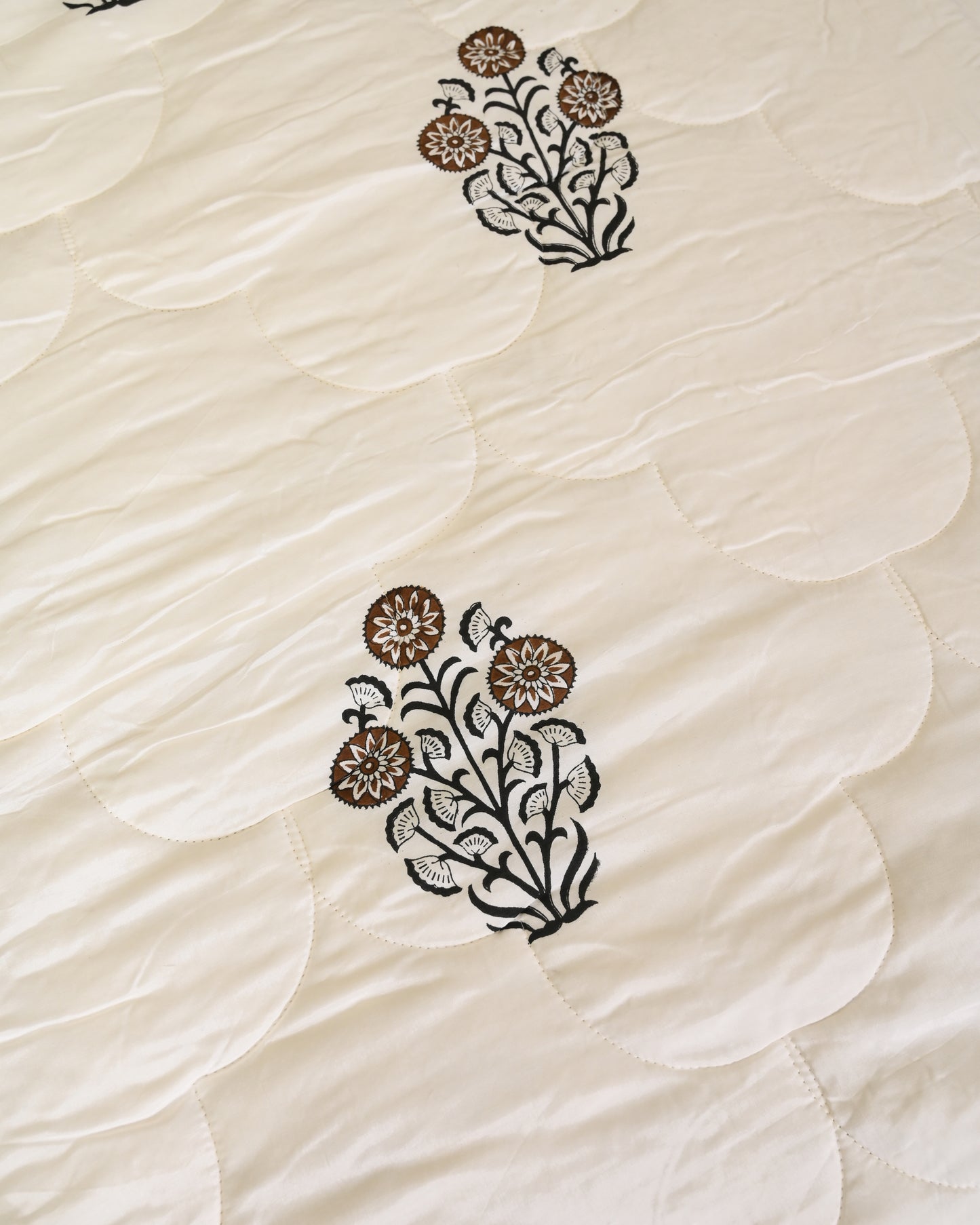 Bela Hand Block Printed Quilted Bedcover Set