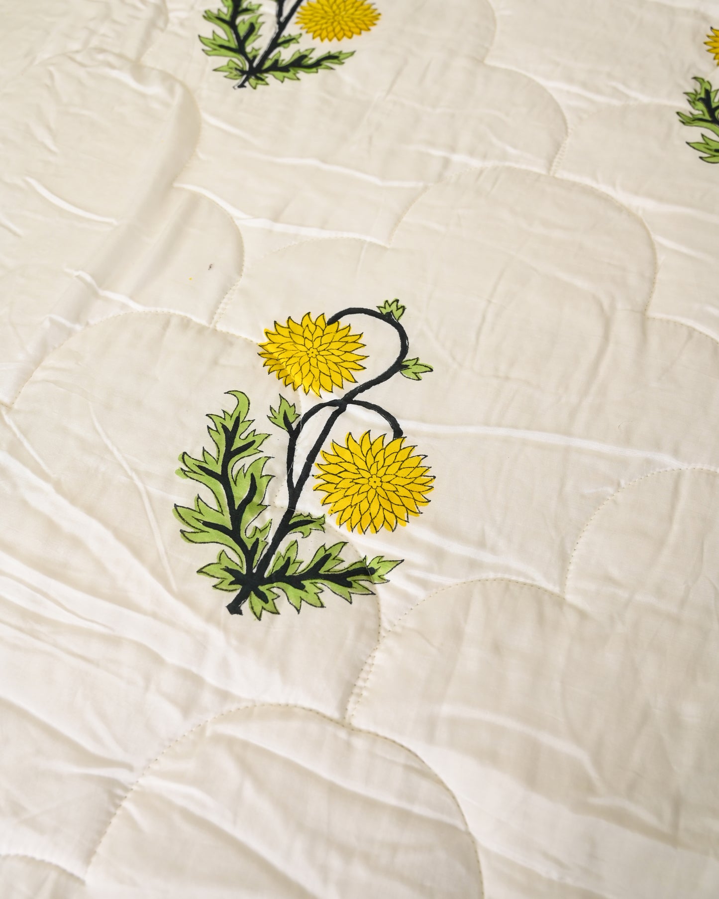Neerja Hand Block Printed Quilted Bedcover Set