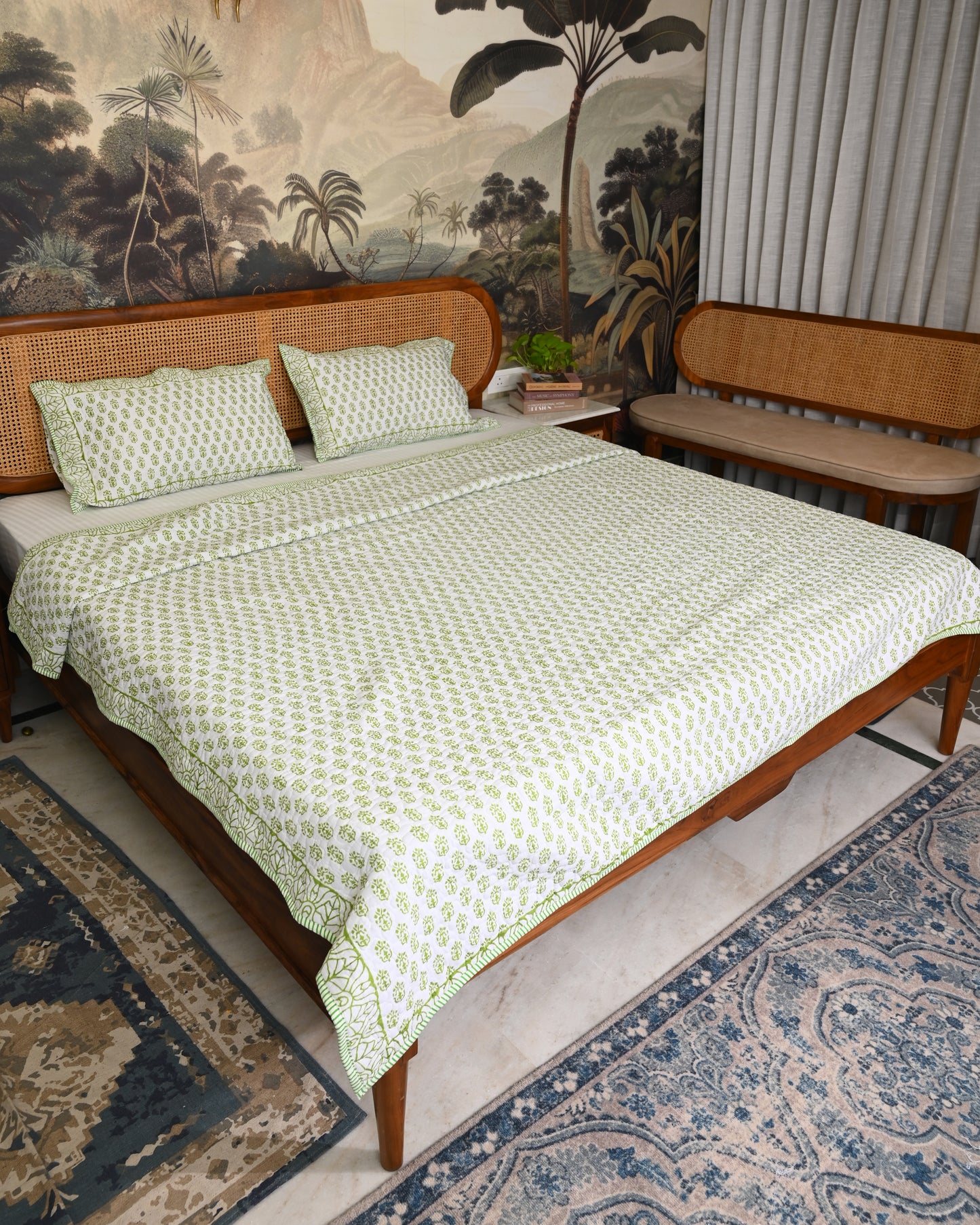 Tarini Hand Block Printed Quilted Bedcover Set