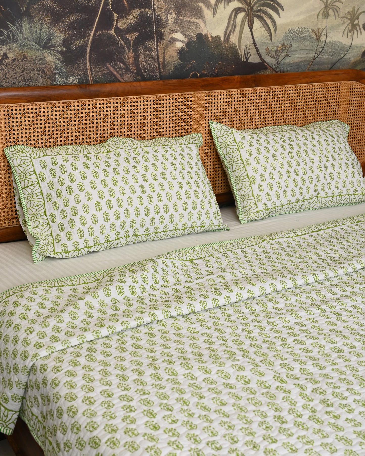 Tarini Hand Block Printed Quilted Bedcover Set