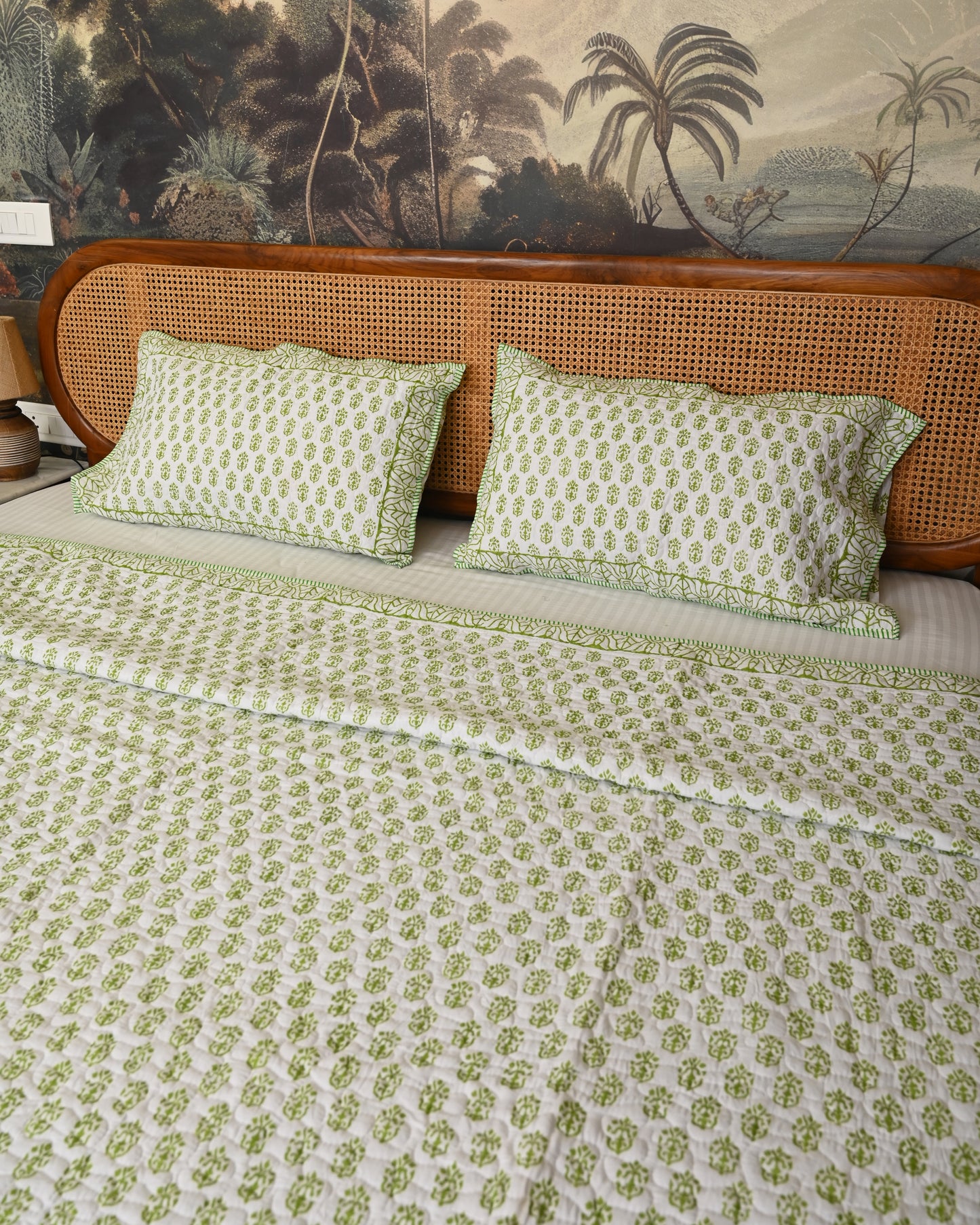 Tarini Hand Block Printed Quilted Bedcover Set
