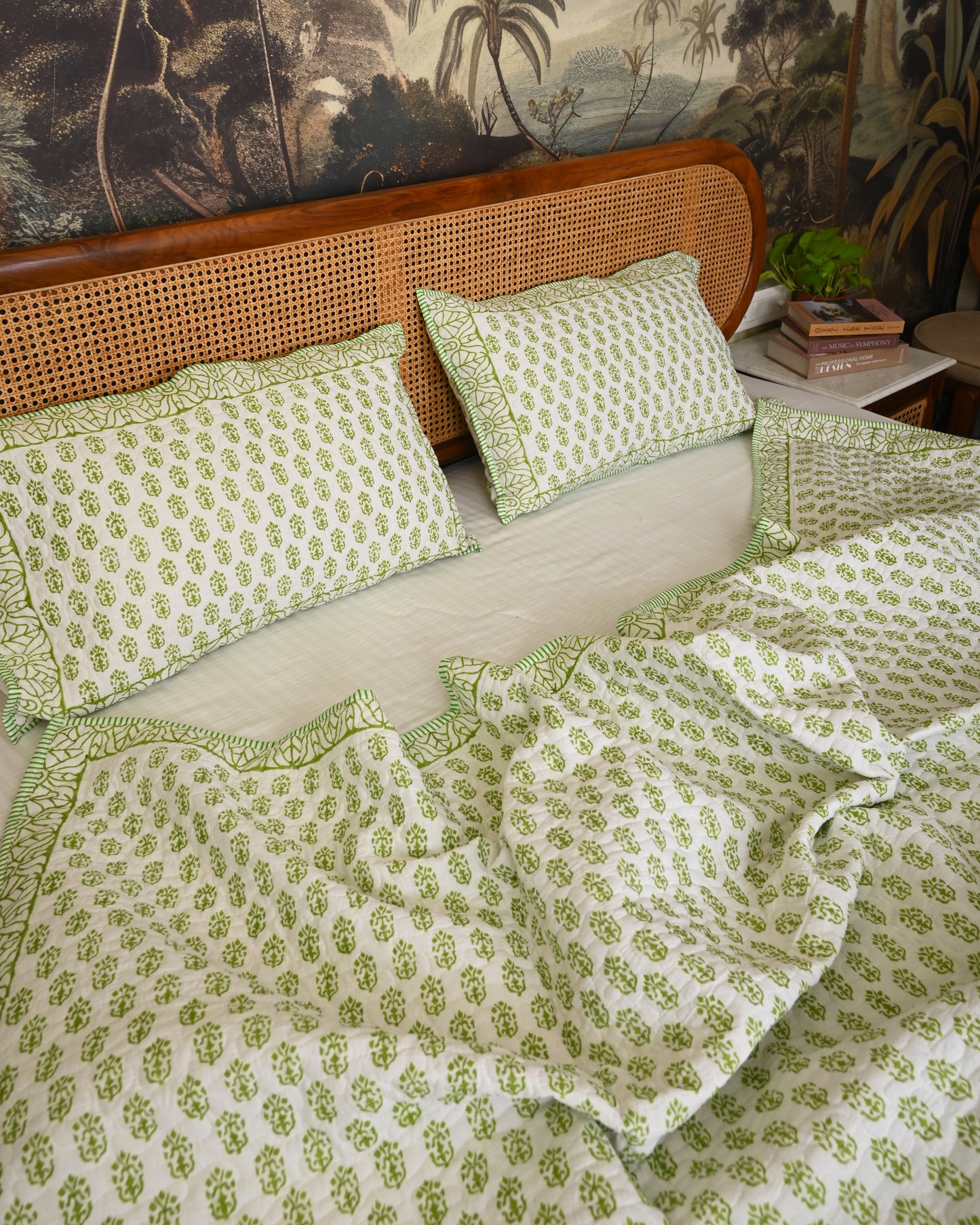 Tarini Hand Block Printed Quilted Bedcover Set