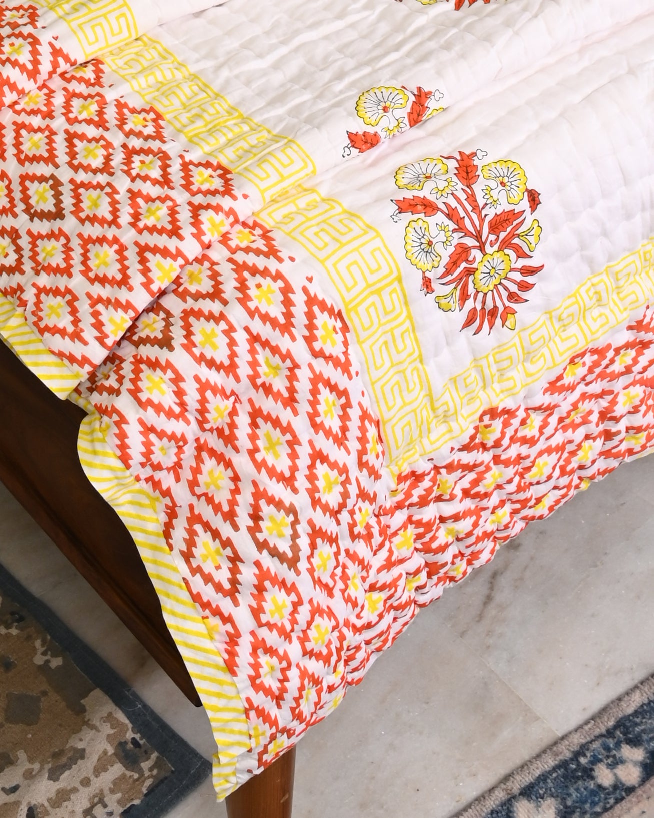 Jasmine Hand Block Printed Mulmul Cotton Quilt