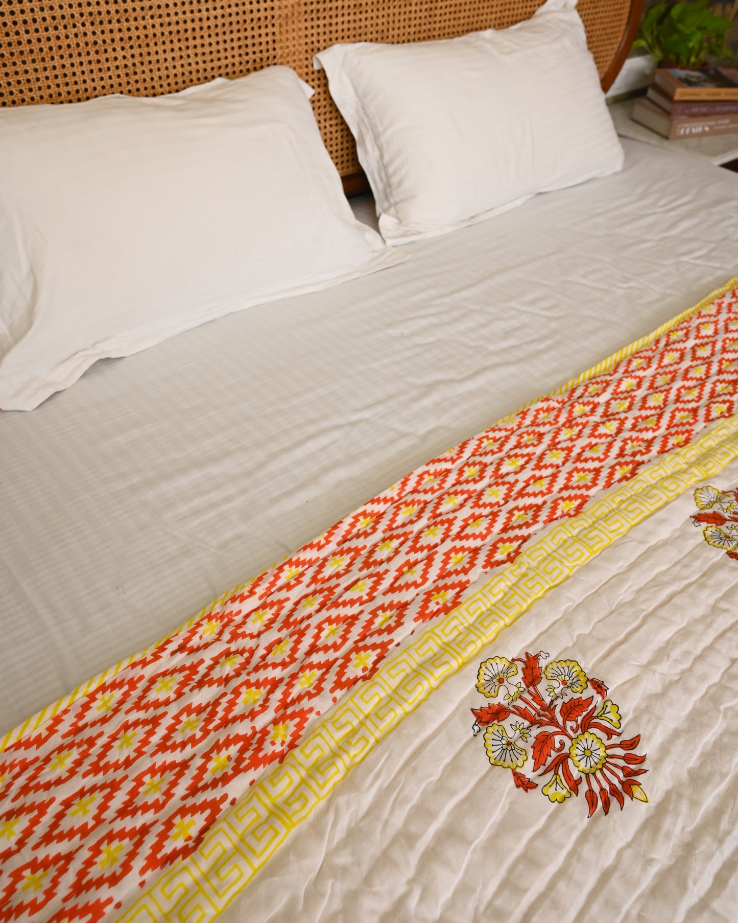 Jasmine Hand Block Printed Mulmul Cotton Quilt