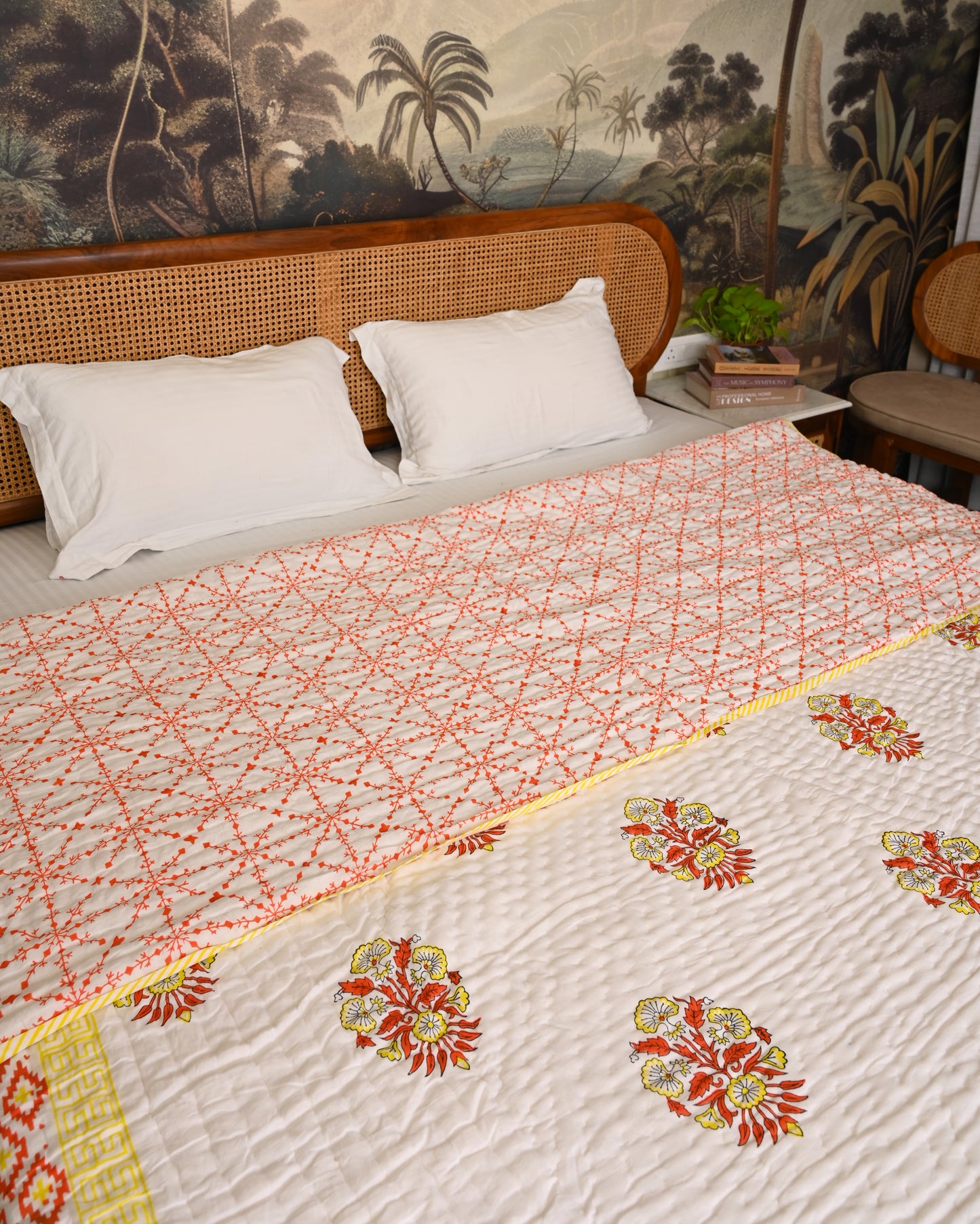 Jasmine Hand Block Printed Mulmul Cotton Quilt
