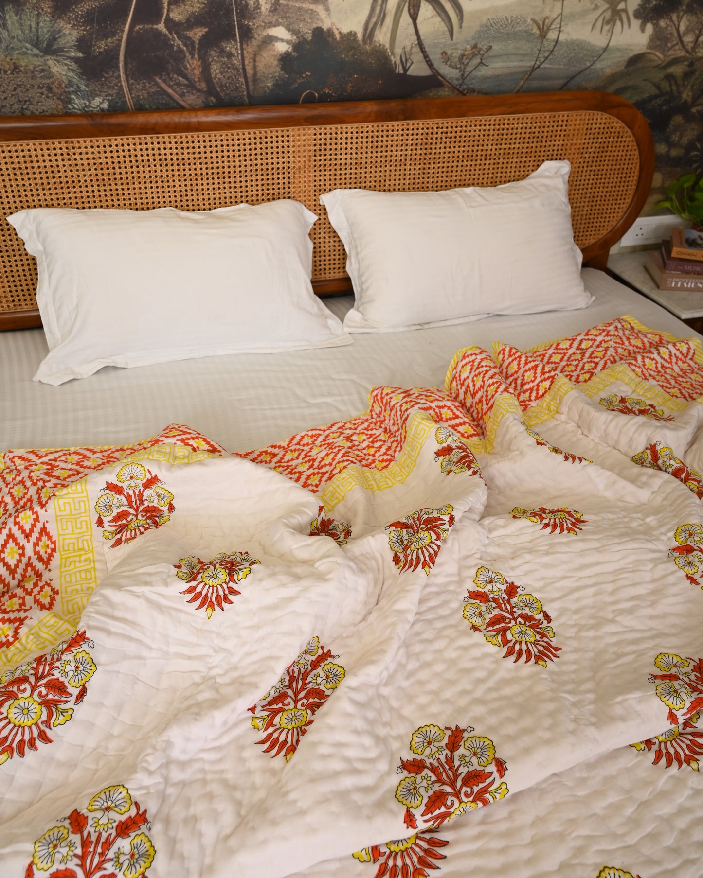 Jasmine Hand Block Printed Mulmul Cotton Quilt