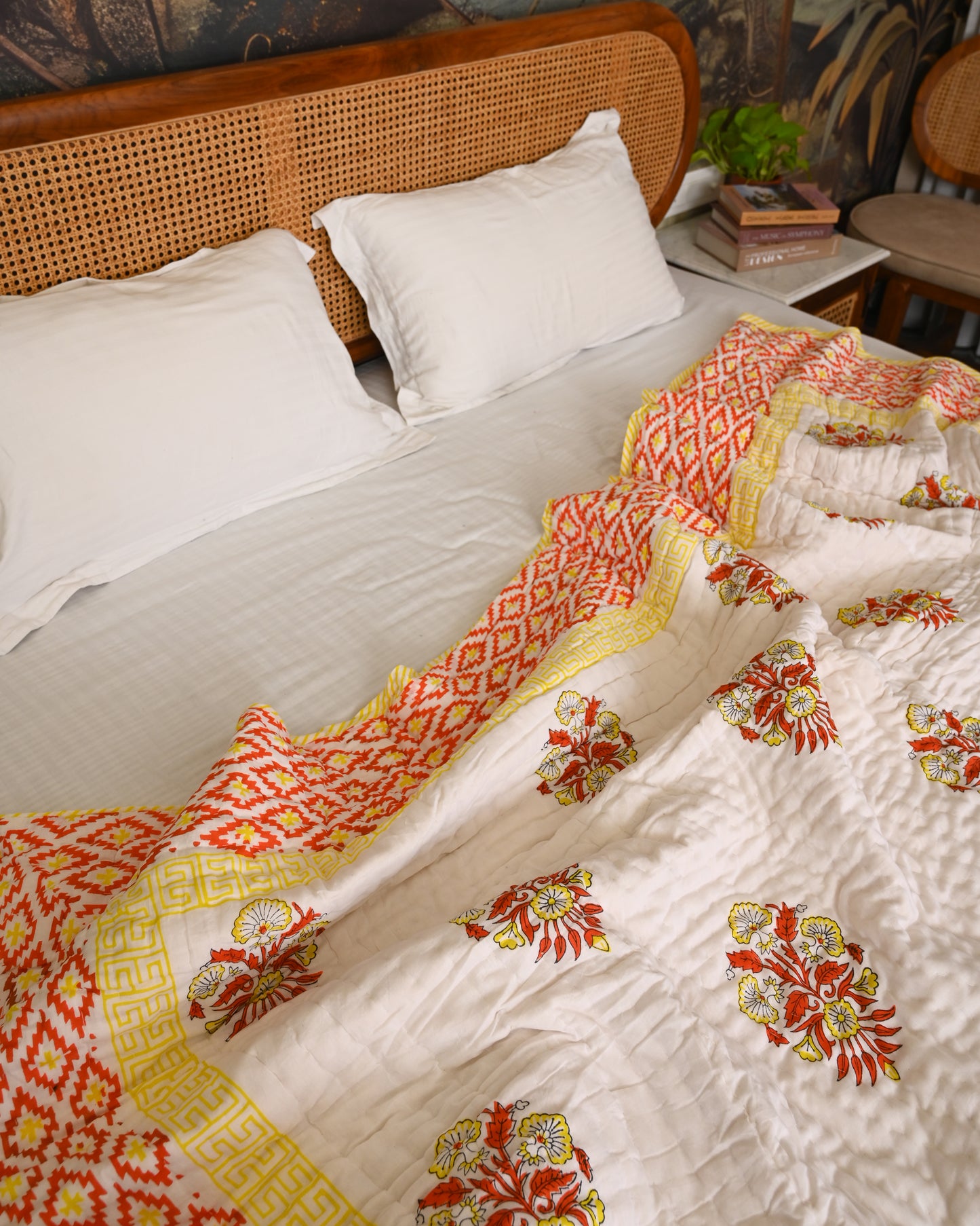 Jasmine Hand Block Printed Mulmul Cotton Quilt
