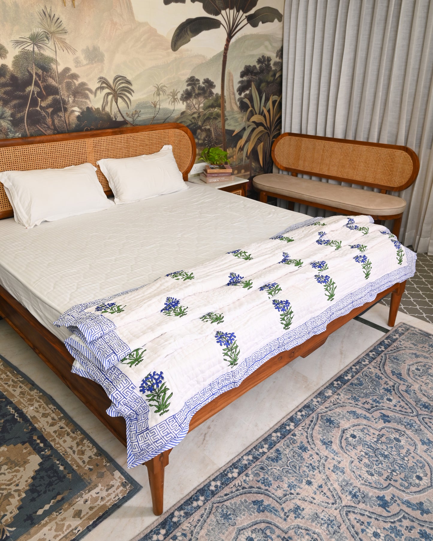 Ira Hand Block Printed Mulmul Cotton Quilt
