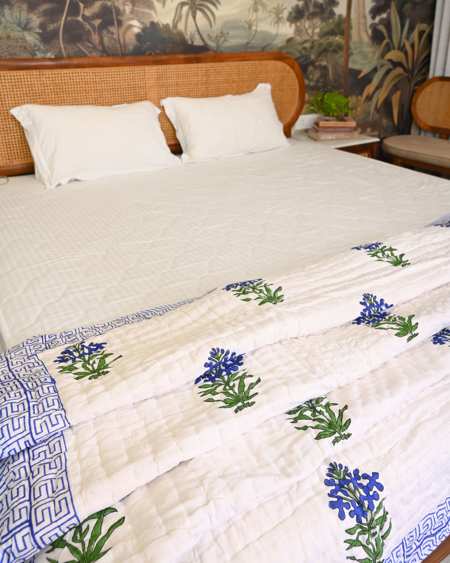 Ira Hand Block Printed Mulmul Cotton Quilt