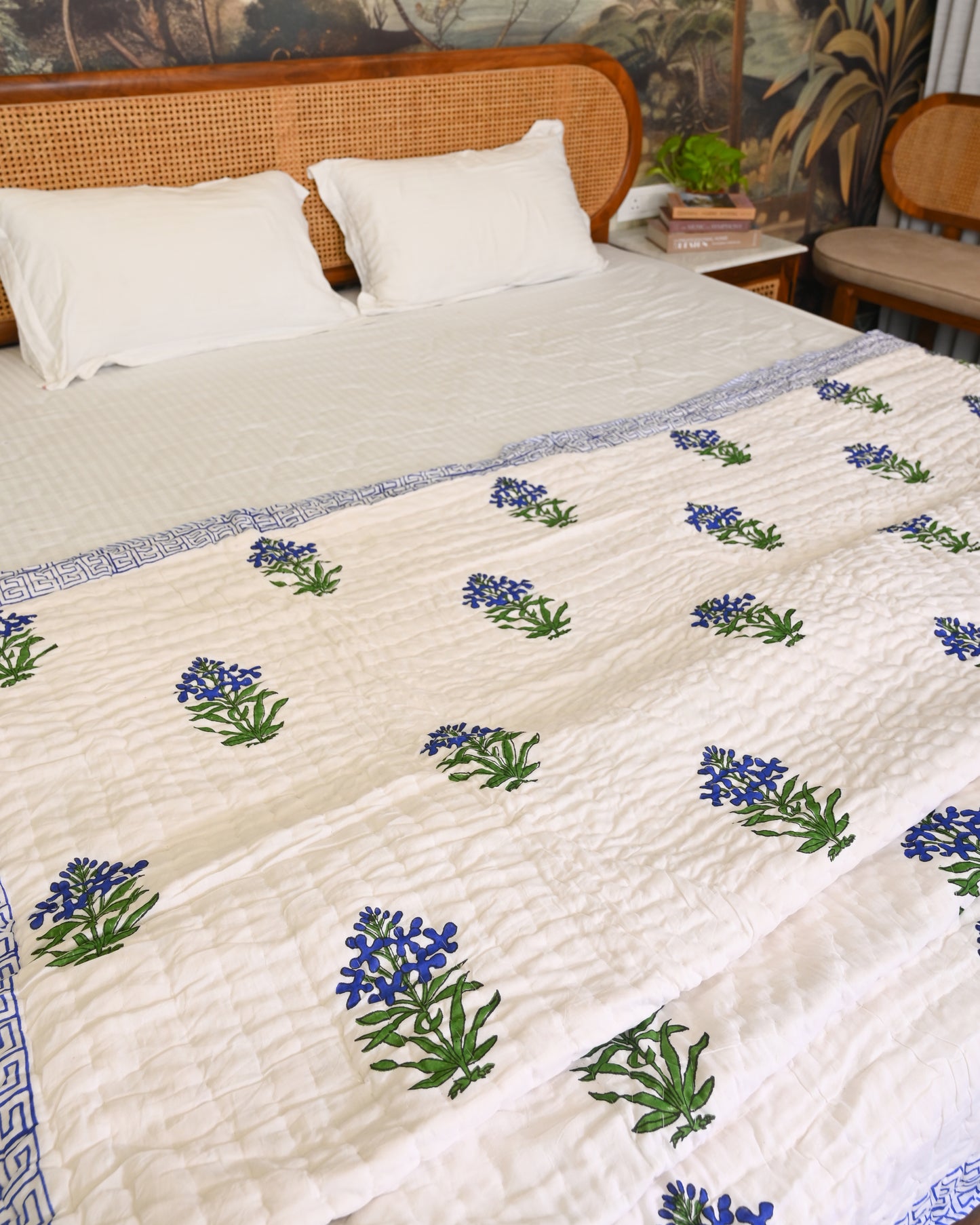 Ira Hand Block Printed Mulmul Cotton Quilt