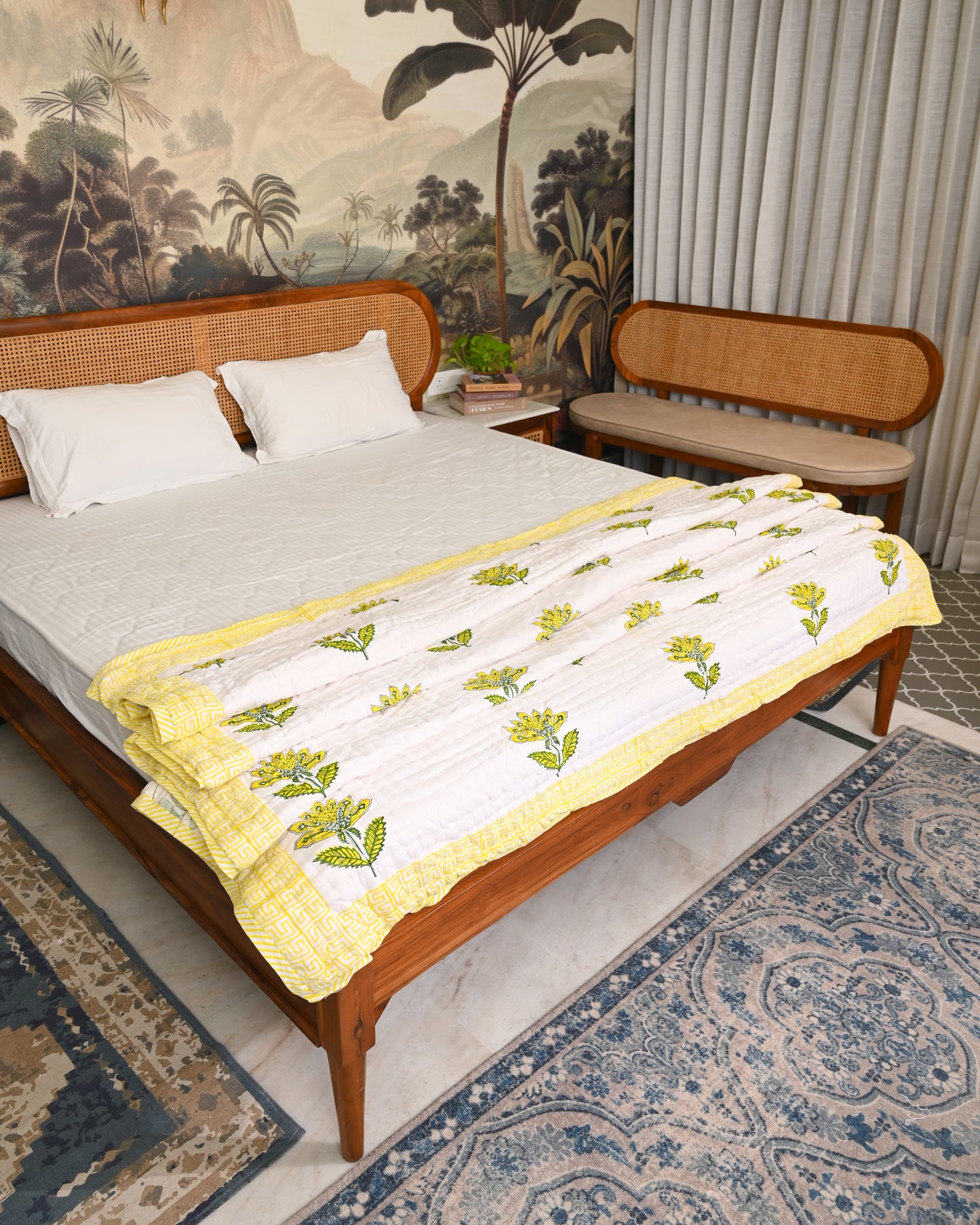 Dhara Hand Block Printed Mulmul Cotton Quilt