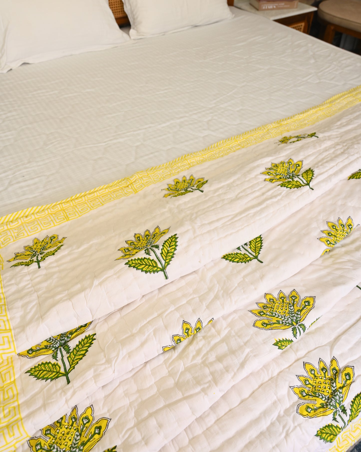 Dhara Hand Block Printed Mulmul Cotton Quilt