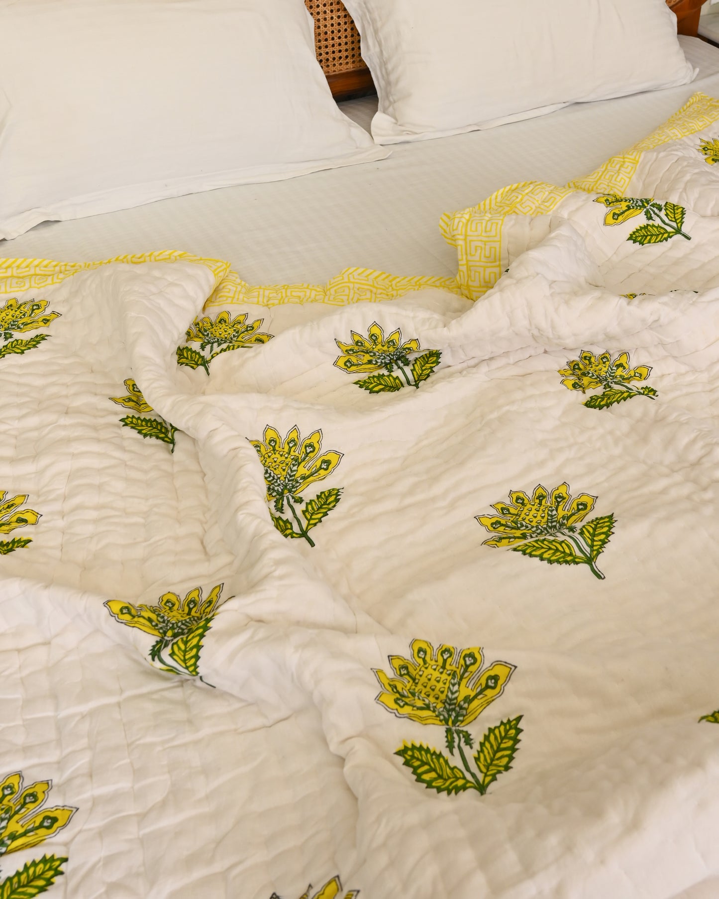Dhara Hand Block Printed Mulmul Cotton Quilt