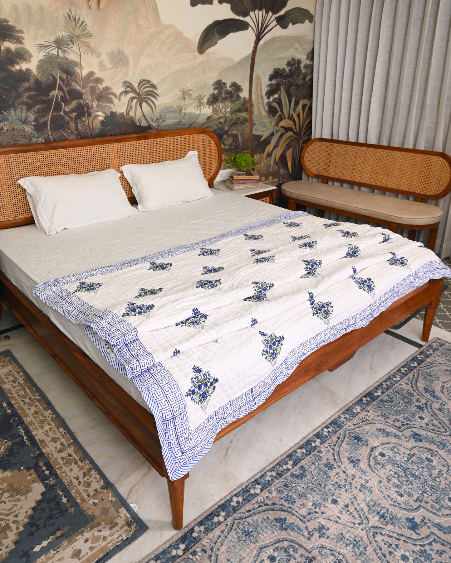 Meher Hand Block Printed Mulmul Cotton Quilt