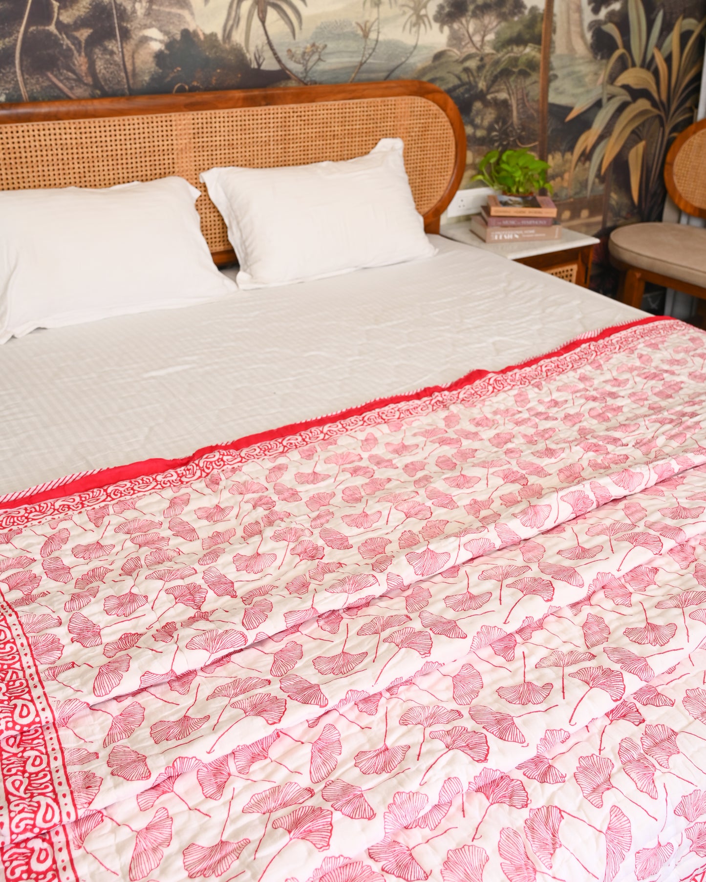Roohani Hand Block Printed Mulmul Cotton Quilt