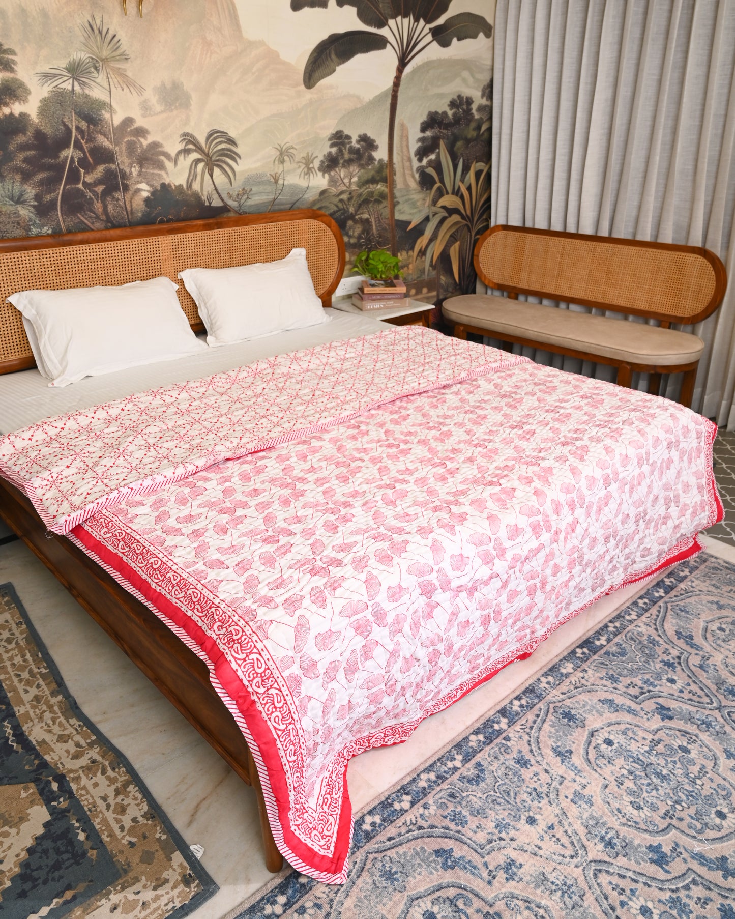 Roohani Hand Block Printed Mulmul Cotton Quilt