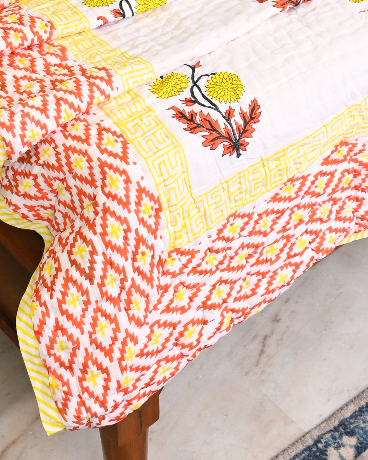 Nirav Hand Block Printed Mulmul Cotton Quilt