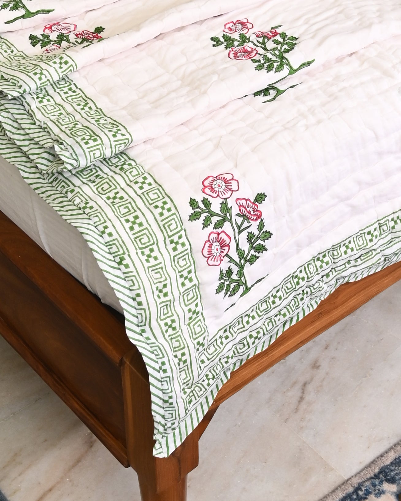 Aangan Hand Block Printed Mulmul Cotton Quilt