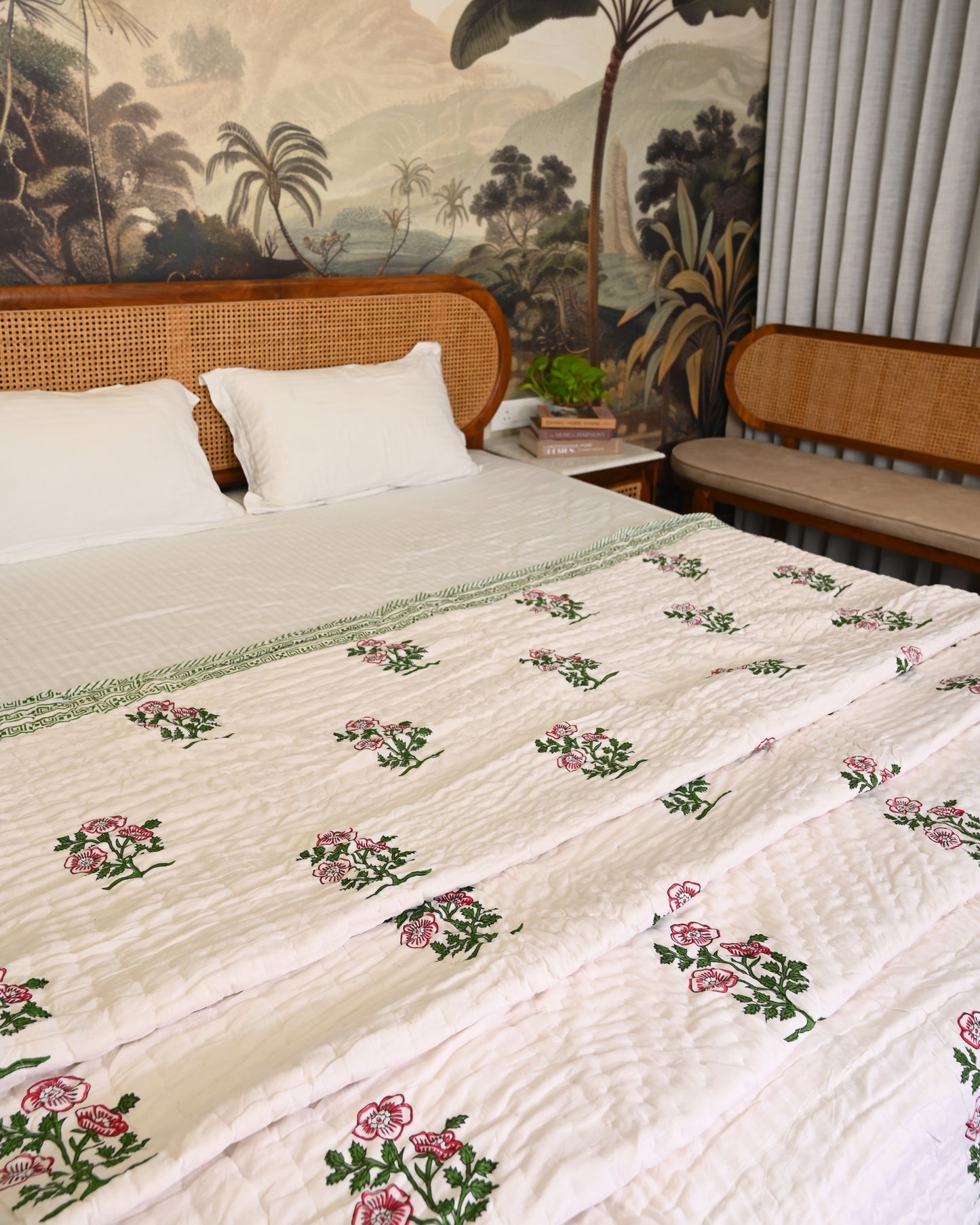 Aangan Hand Block Printed Mulmul Cotton Quilt