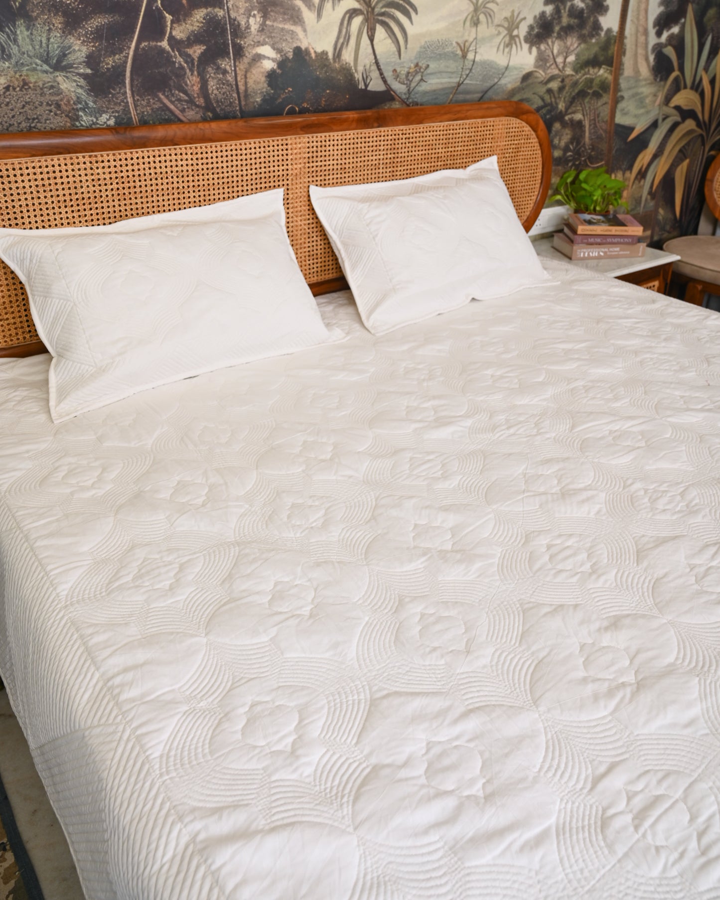 Kusum Hand Block Printed Quilted Bedcover Set