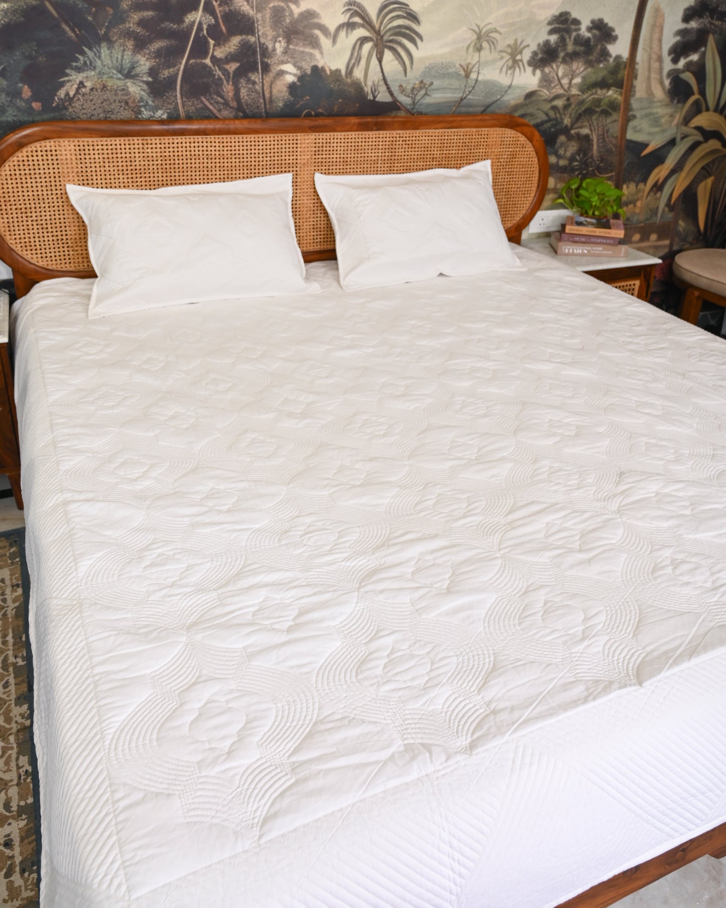 Kusum Hand Block Printed Quilted Bedcover Set
