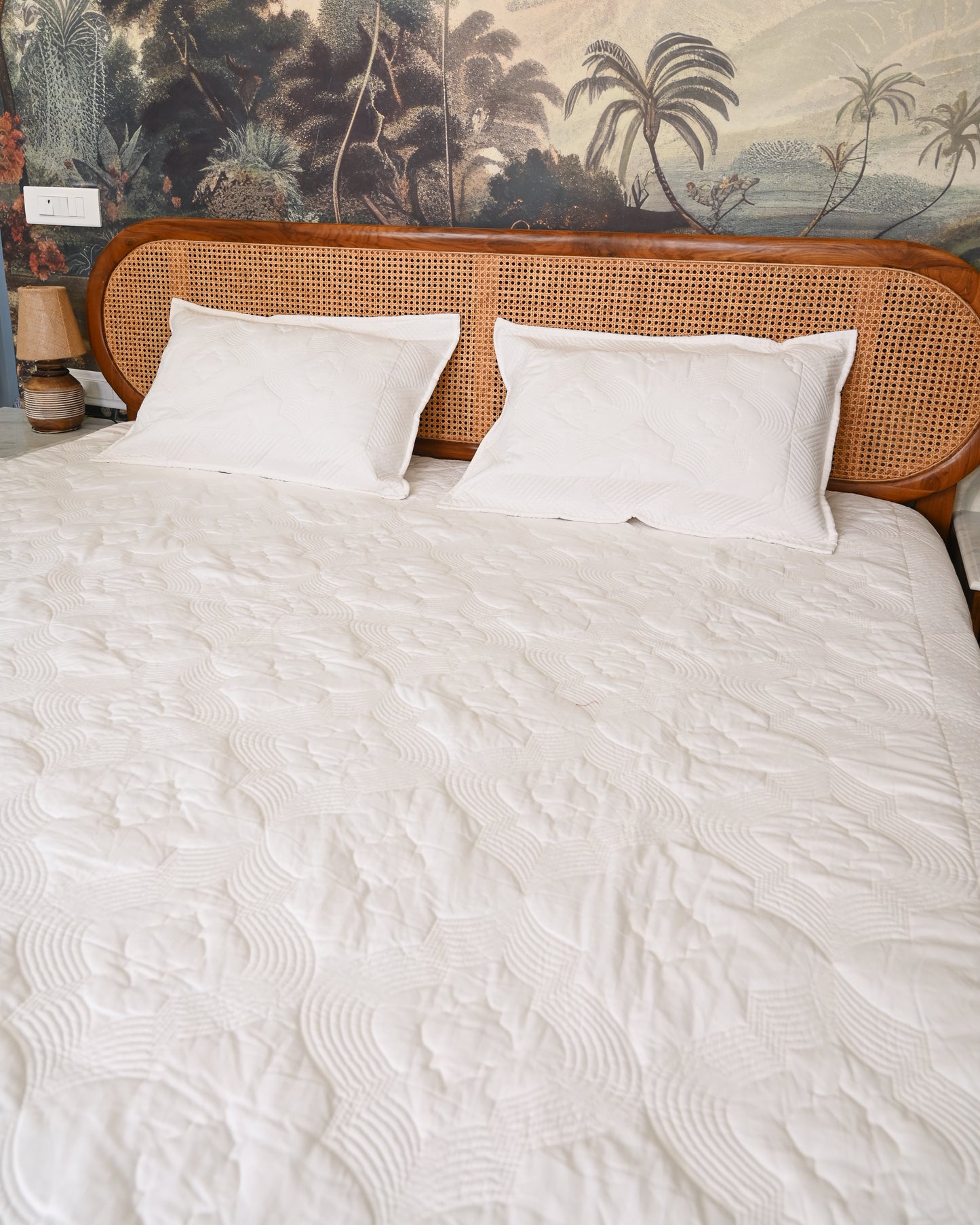 Kusum Hand Block Printed Quilted Bedcover Set
