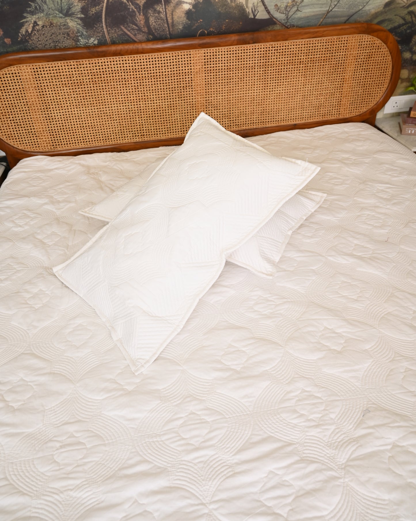 Kusum Hand Block Printed Quilted Bedcover Set