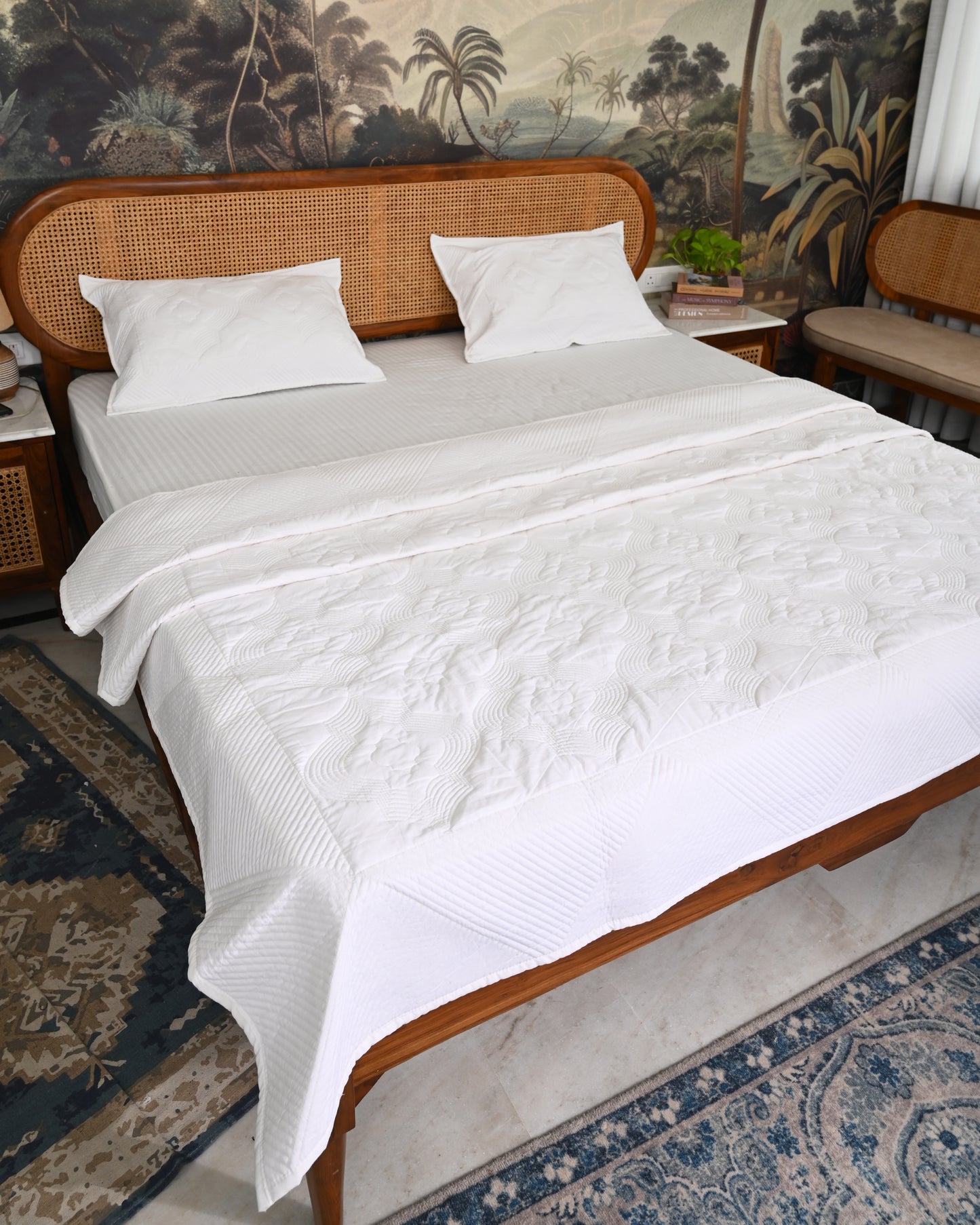 Kusum Hand Block Printed Quilted Bedcover Set