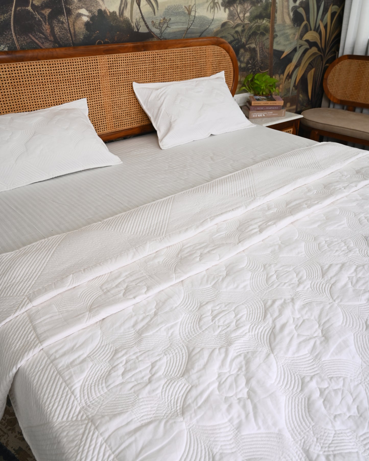 Kusum Hand Block Printed Quilted Bedcover Set