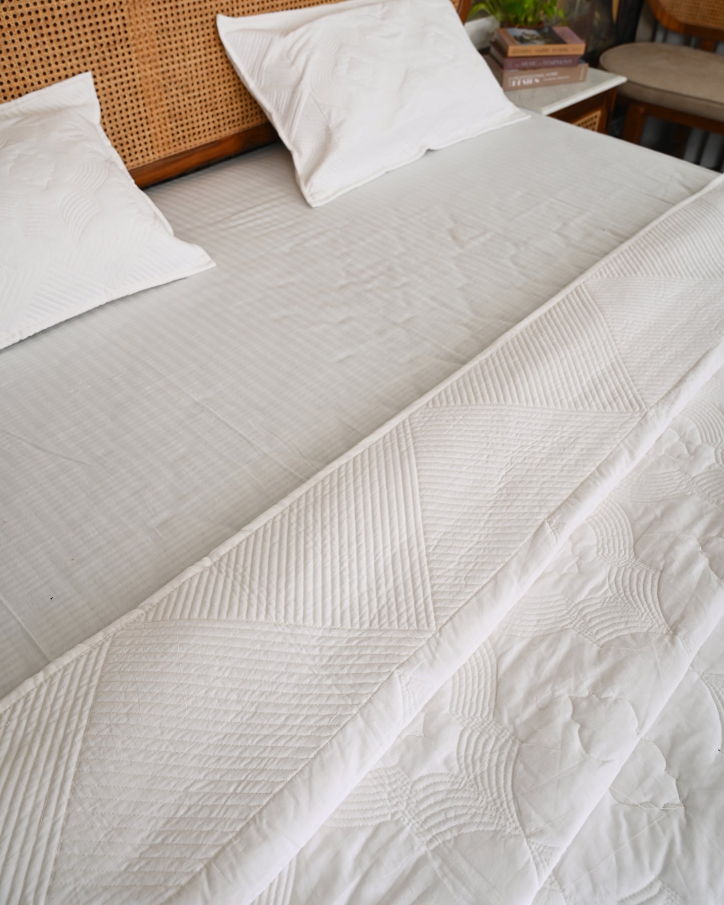 Kusum Hand Block Printed Quilted Bedcover Set