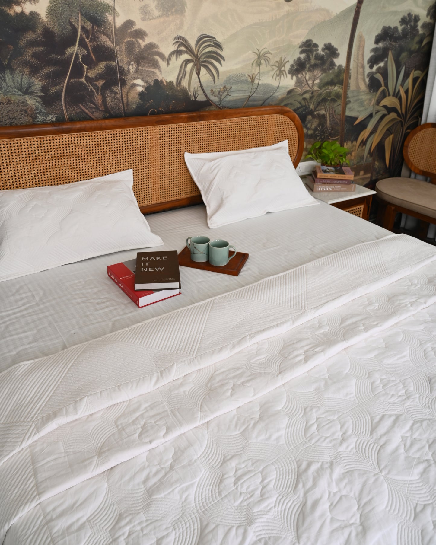 Kusum Hand Block Printed Quilted Bedcover Set