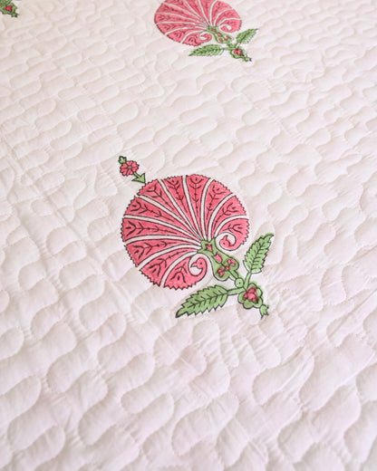 Oorja Hand Block Printed Quilted Bedcover Set