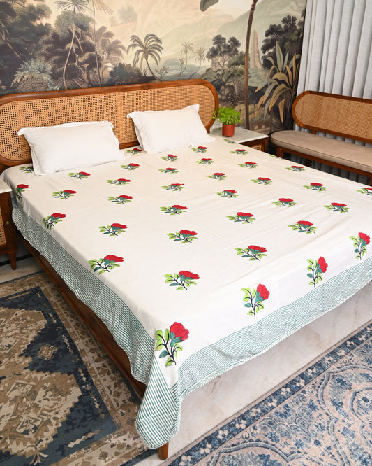 Leher Hand Block Printed Cotton Dohar AC Blanket
